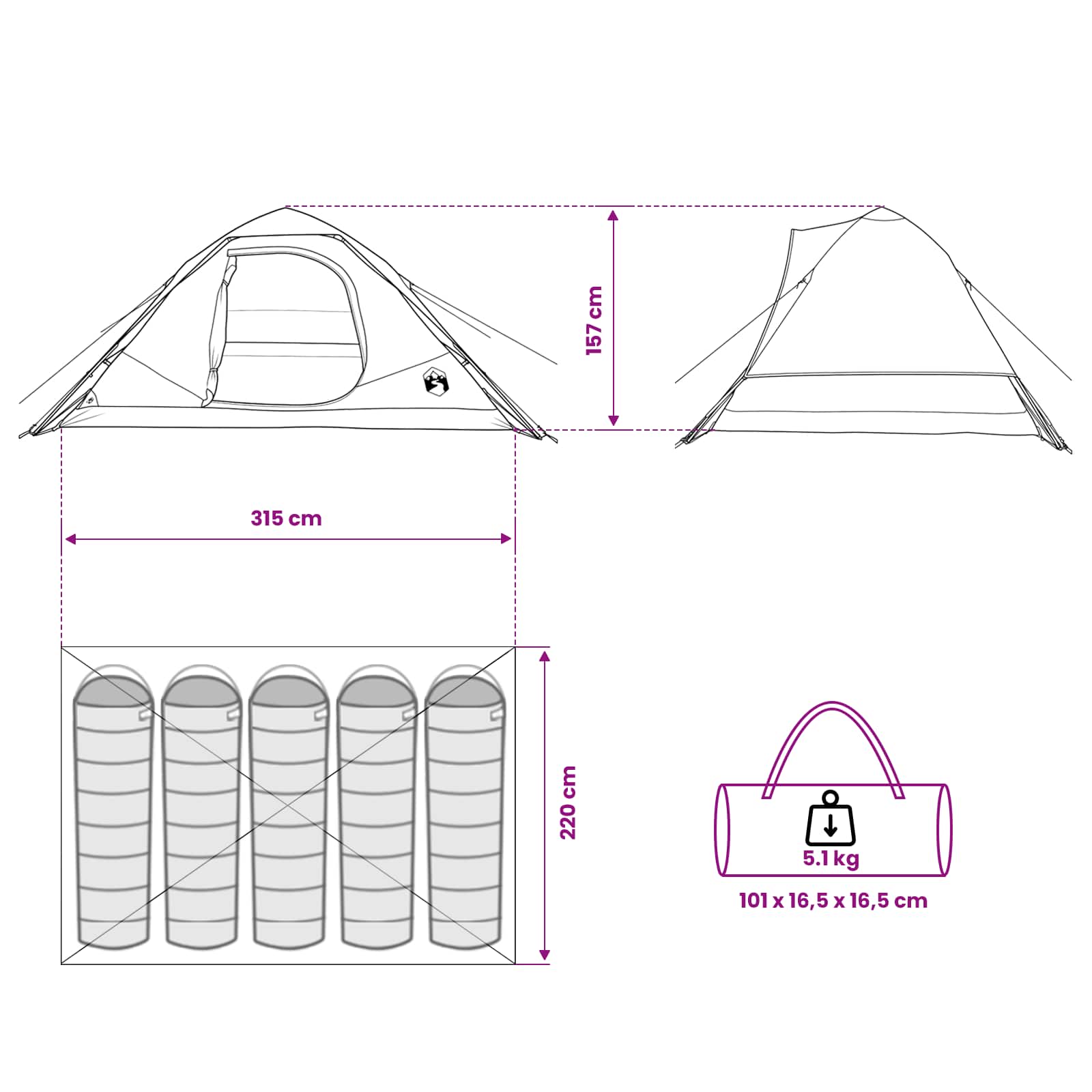 Sofort Zelt Blau 305 x 215 x 140 cm Polyester und Stahl