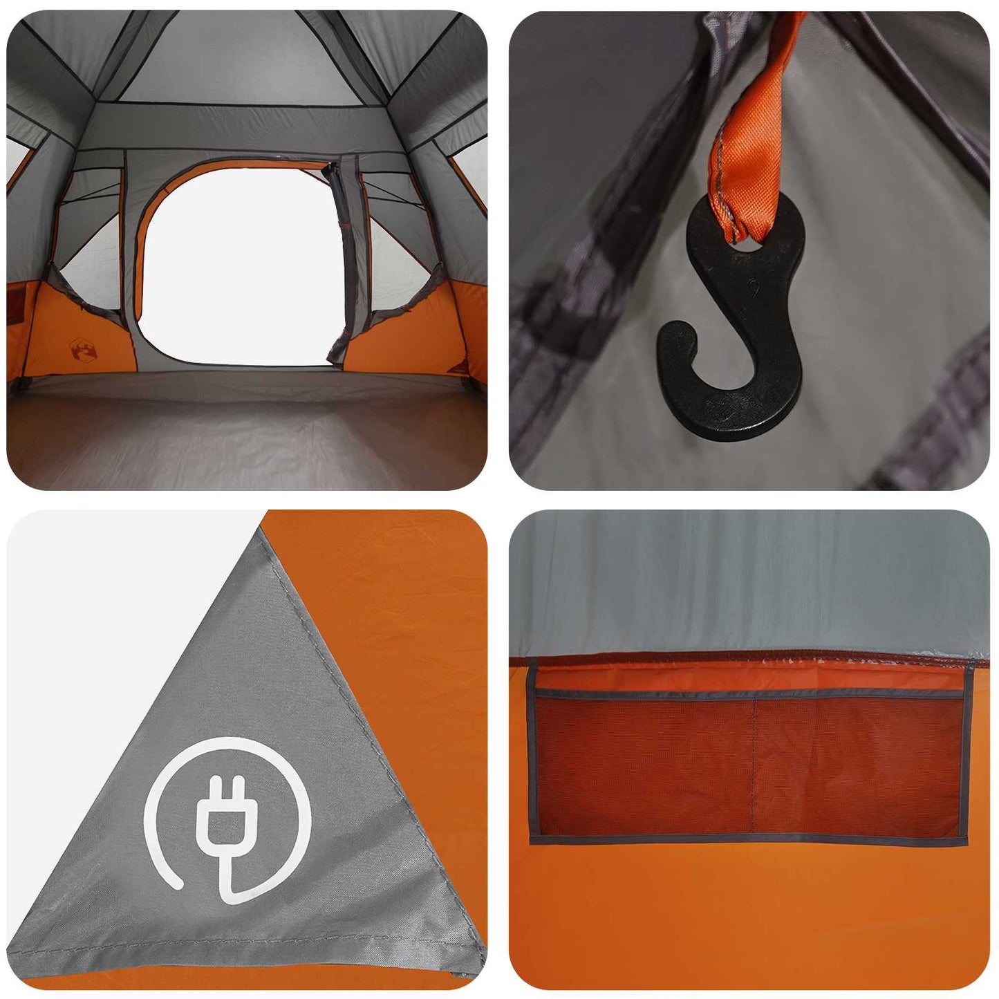 Sofort Zelt mit Dach Grau und Orange 305 x 275 x 190 cm