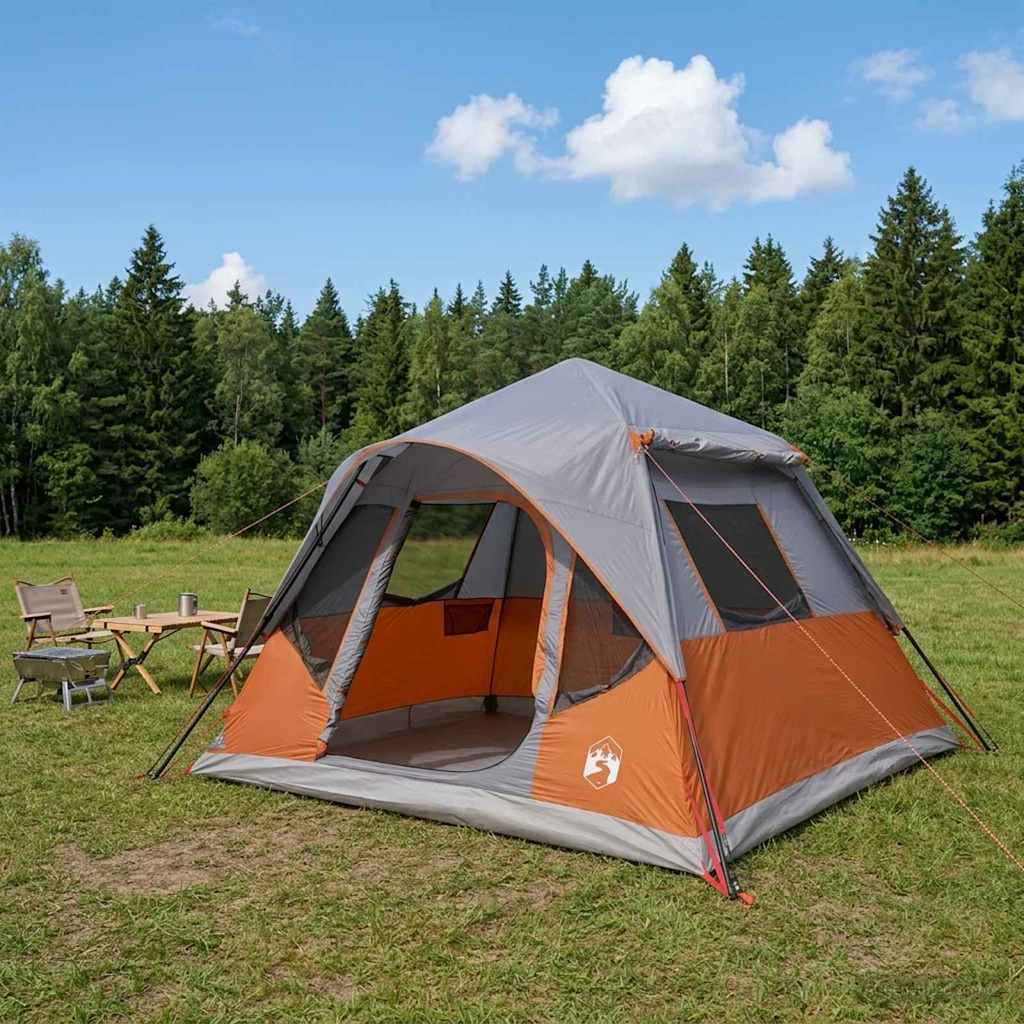 Sofort Zelt mit Dach Grau und Orange 305 x 275 x 190 cm