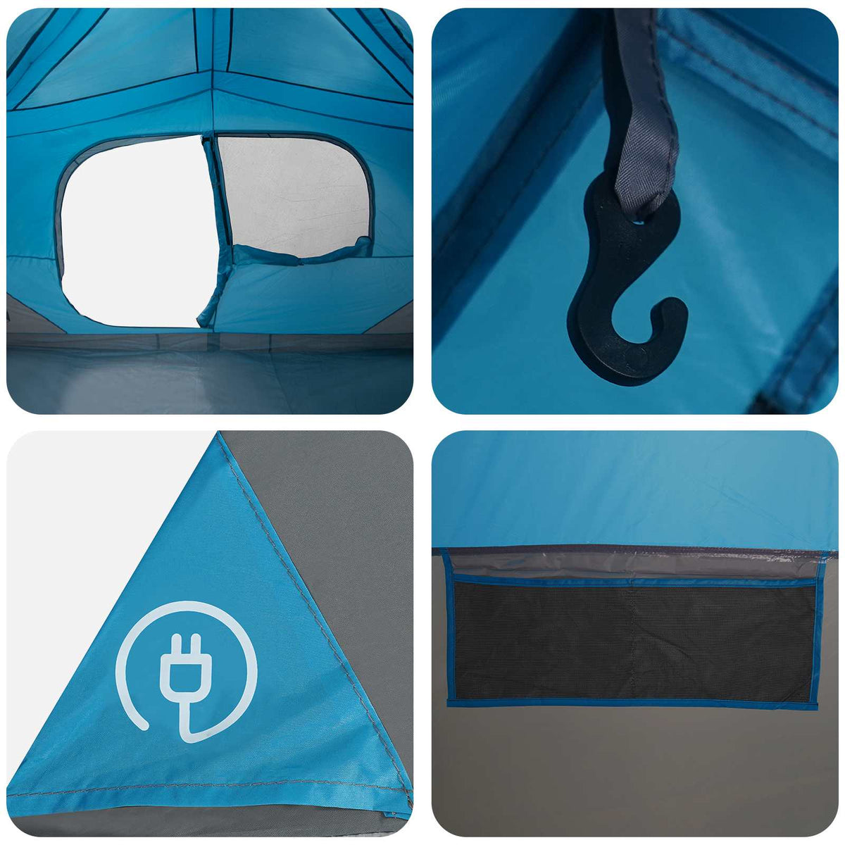 Sofort Zelt 8 Personen Blau Polyester und Stahl