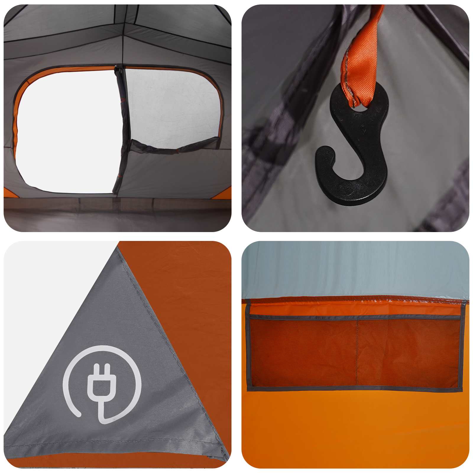 Sofort Zelt mit Dach Grau und Orange 365 x 380 x 200 cm