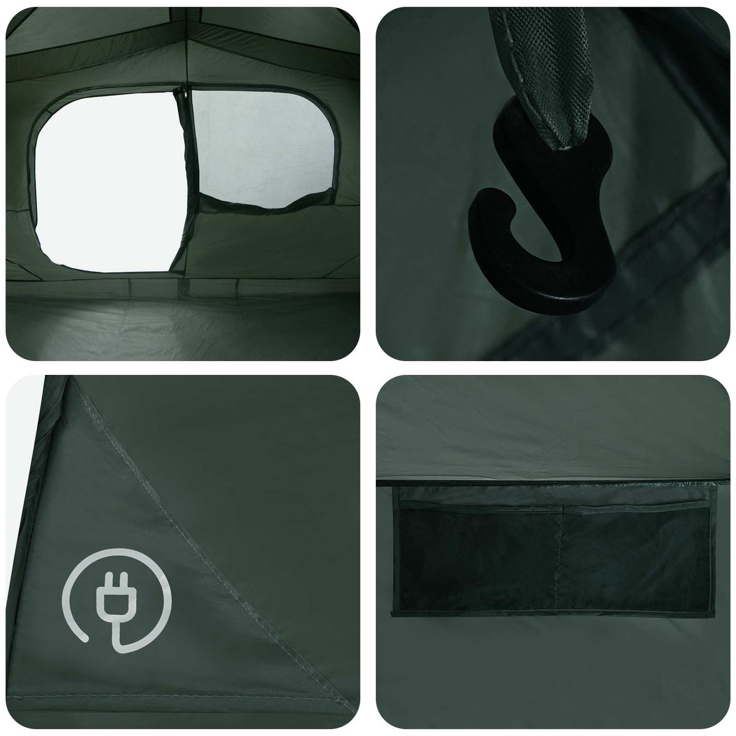 Sofort Zelt Olivegrün 365 x 380 x 200 cm Polyester und Stahl