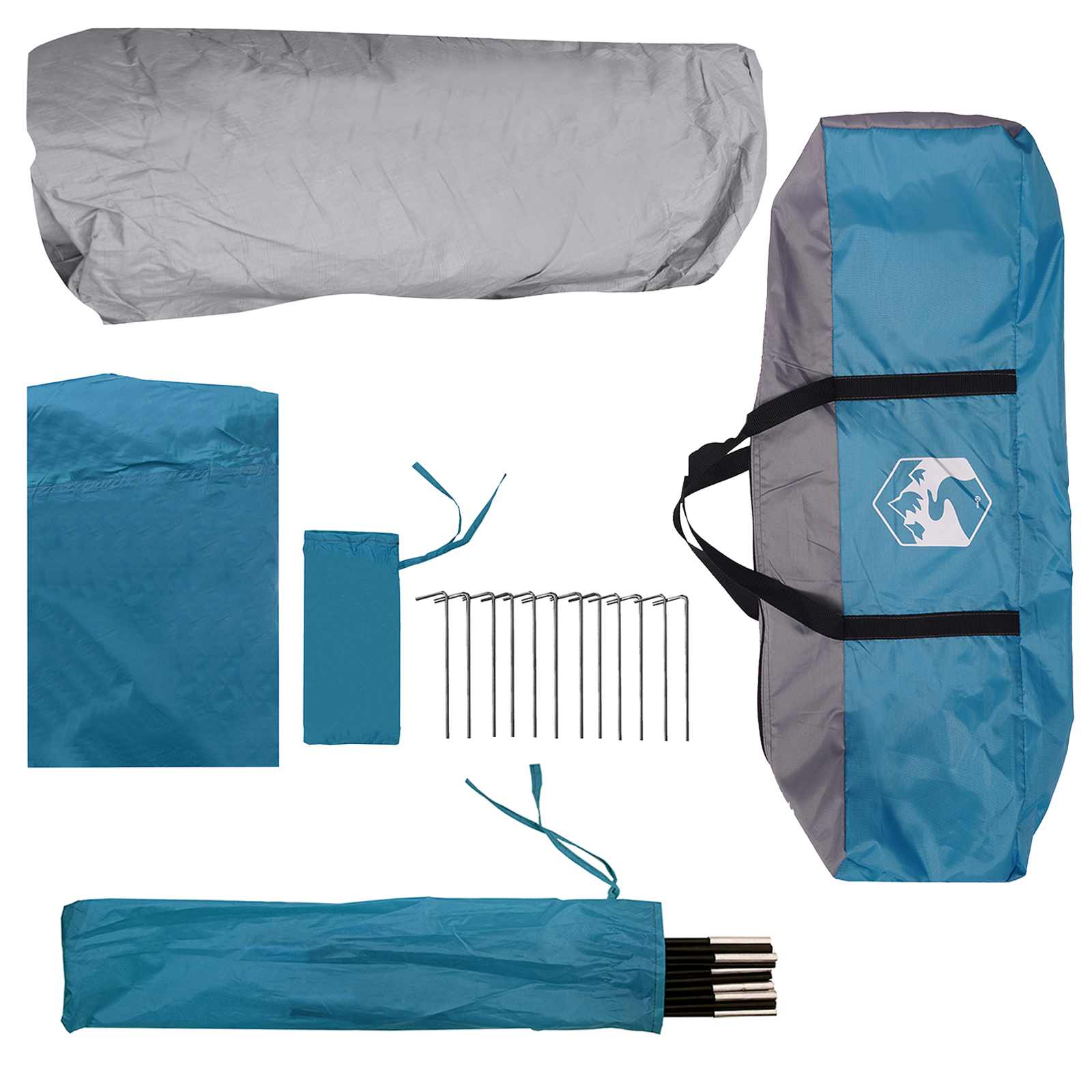 Sofort Zelt 10 Personen Blau Polyester und Stahl