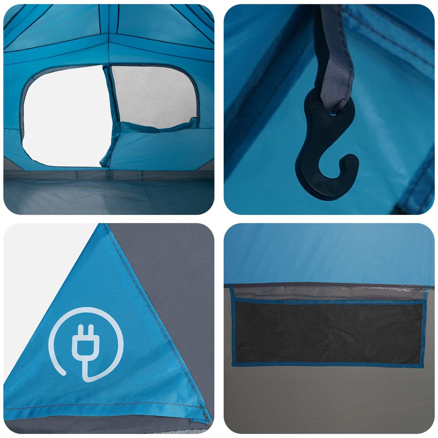 Sofort Zelt 10 Personen Blau Polyester und Stahl