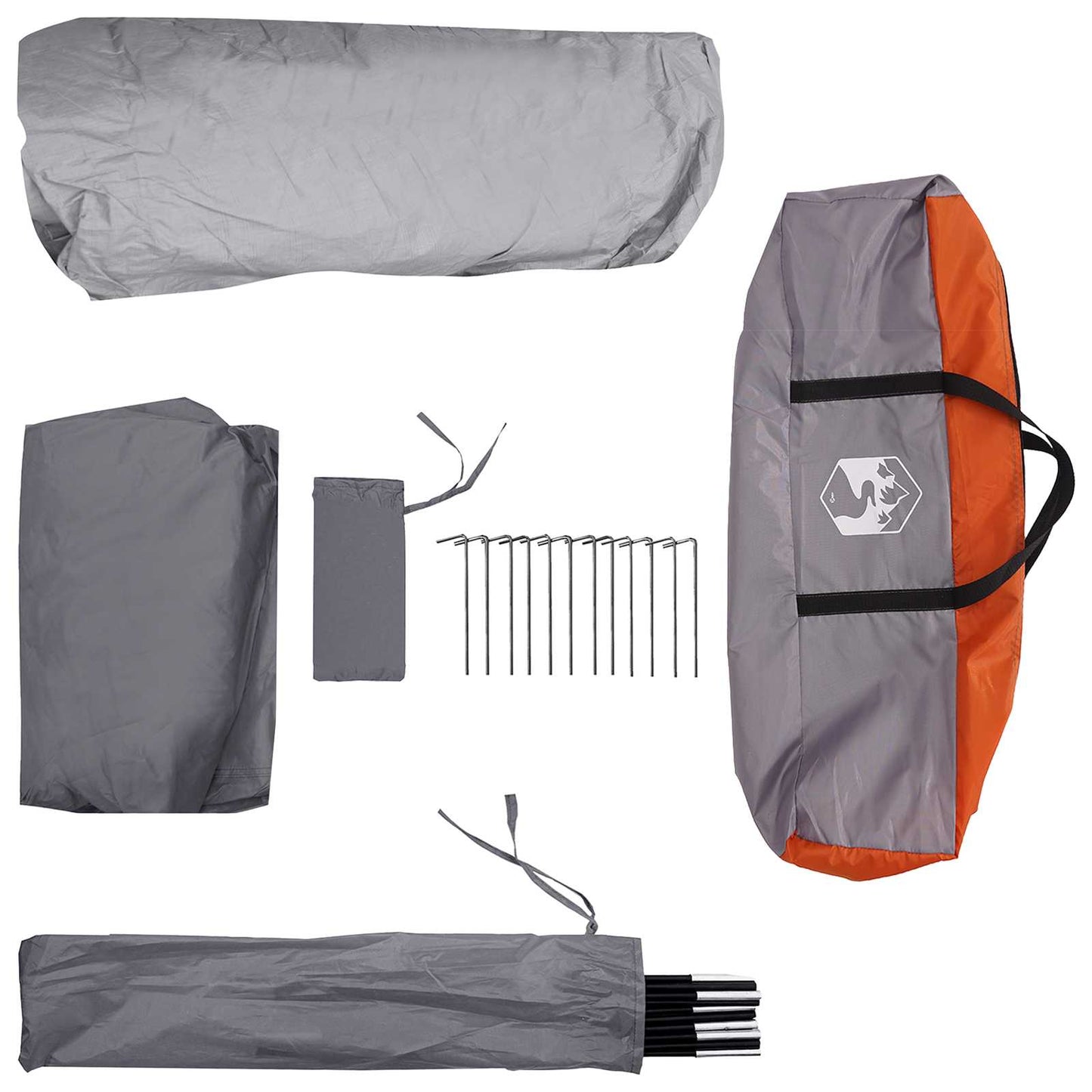 Sofort Zelt 10 Personen Grau und Orange Polyester und Stahl