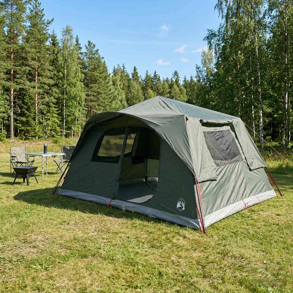 Sofort Zelt 10 Personen Olivegrün Polyester und Stahl
