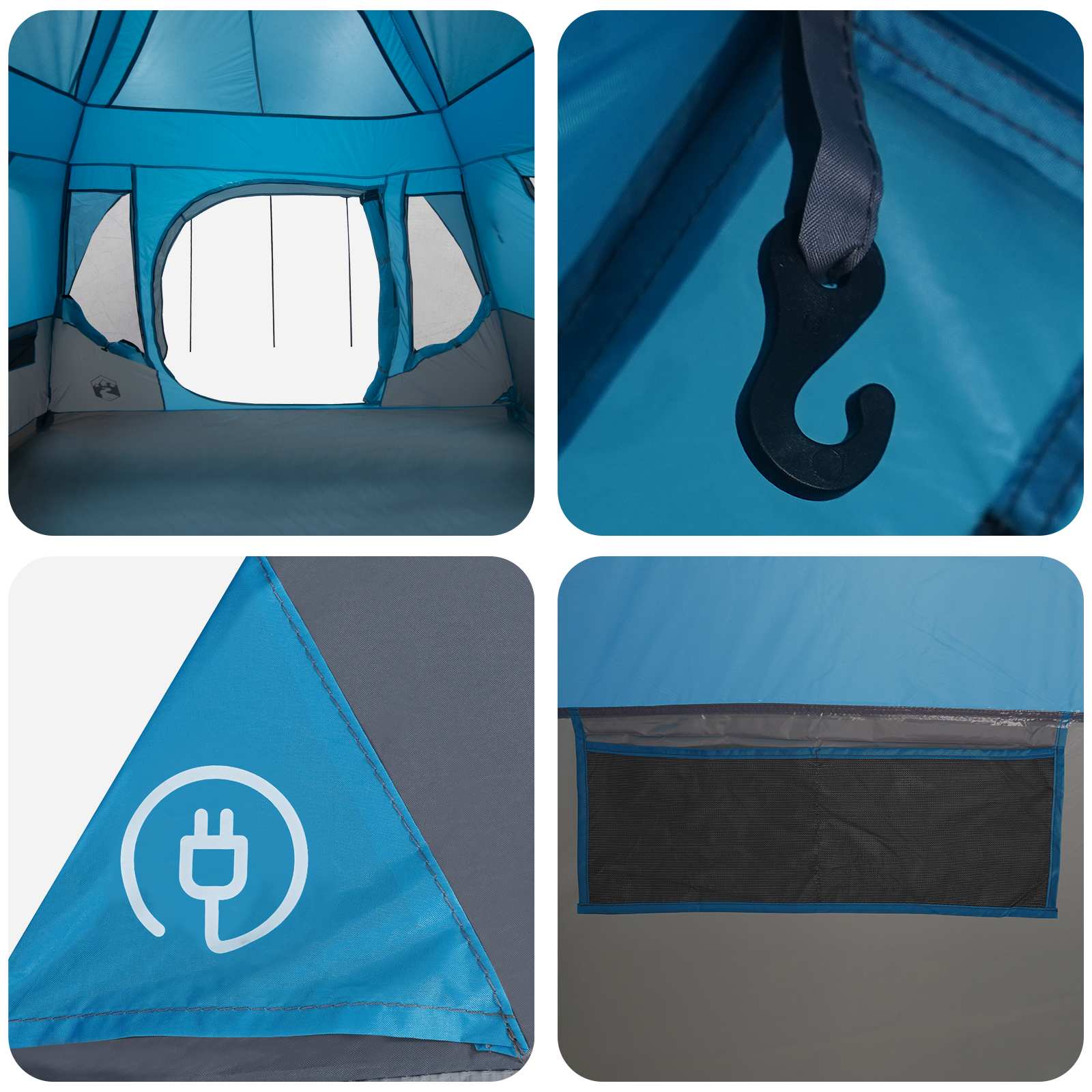 Familienzelt Blau 305 x 275 x 190 cm Polyester und Stahl