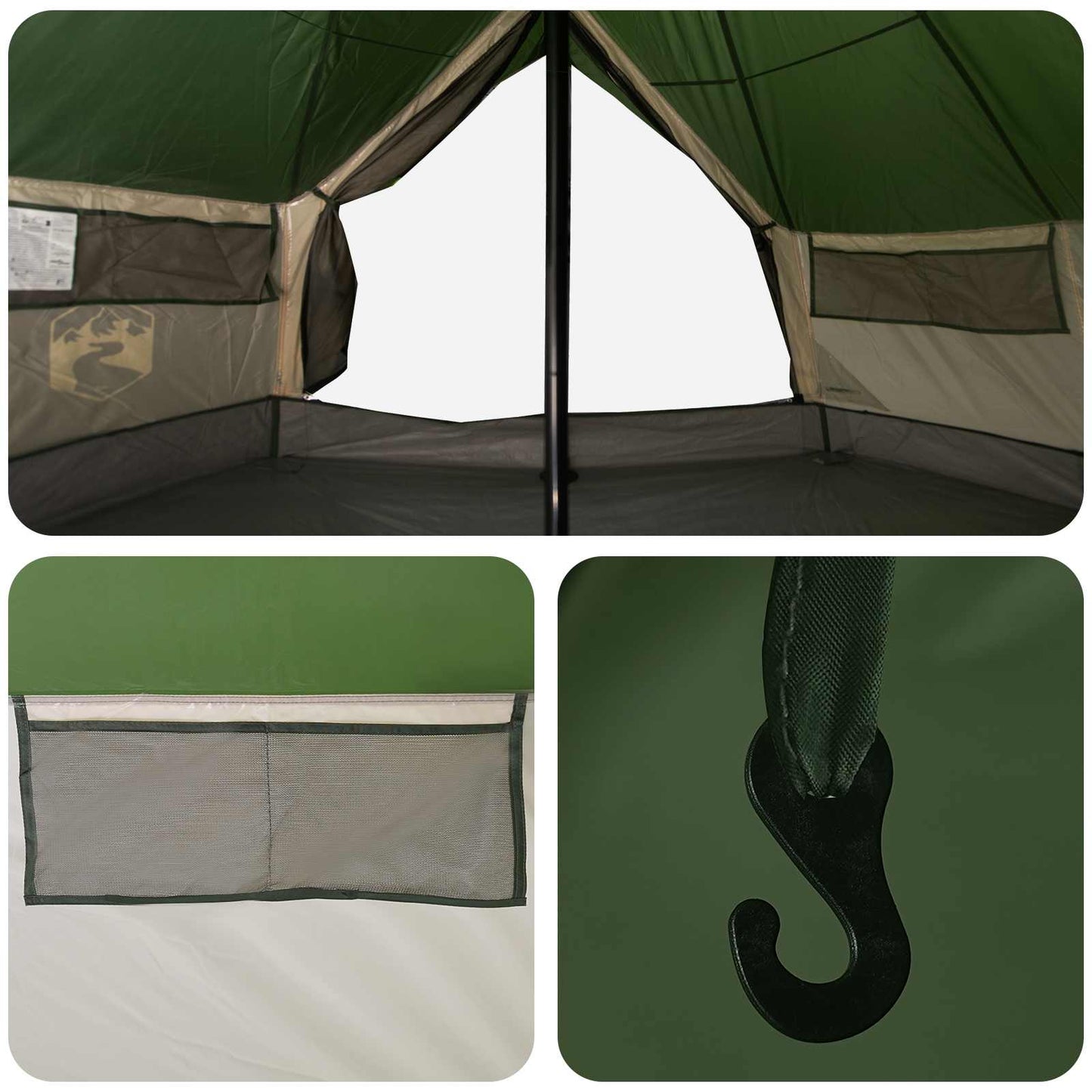 Tipi Zelt 18 Personen Grün Polyester und Stahl