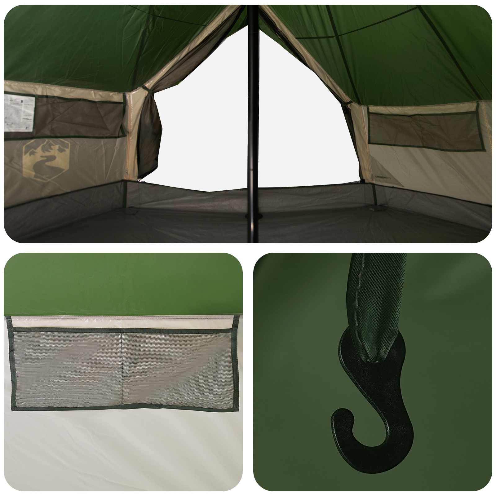 Tipi Zelt 18 Personen Grün Polyester und Stahl