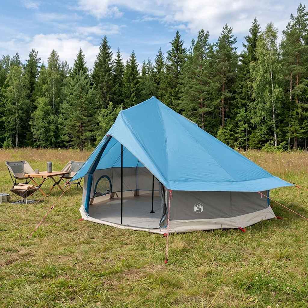Tipi Zelt 18 Personen Blau Polyester und Stahl
