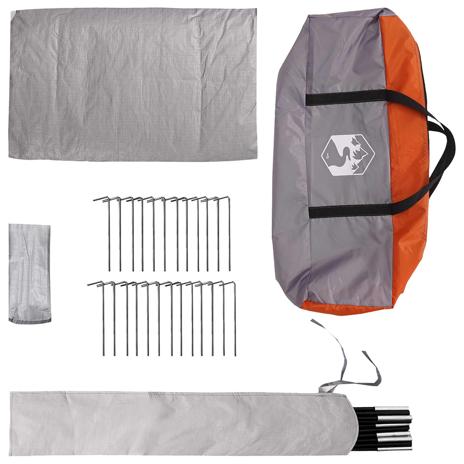 Tipi Zelt 18 Personen Grau und Orange Polyester und Stahl