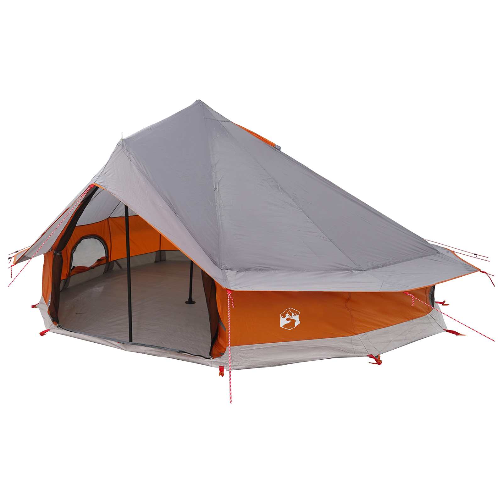 Tipi Zelt 18 Personen Grau und Orange Polyester und Stahl
