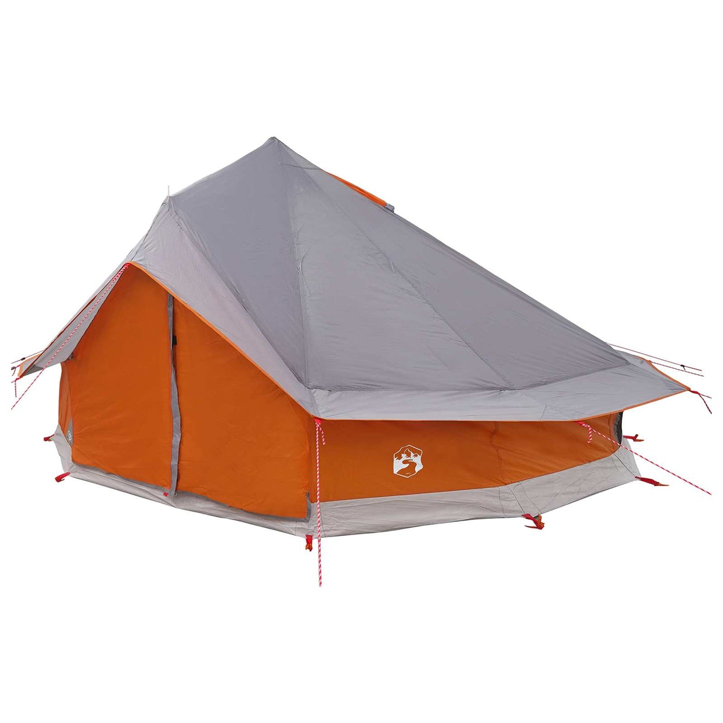 Tipi Zelt 18 Personen Grau und Orange Polyester und Stahl