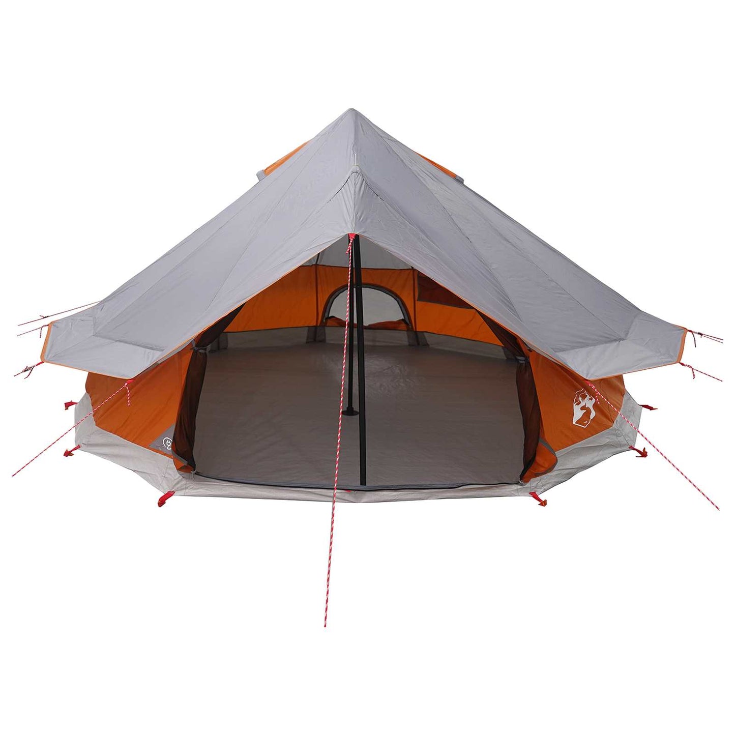 Tipi Zelt 18 Personen Grau und Orange Polyester und Stahl