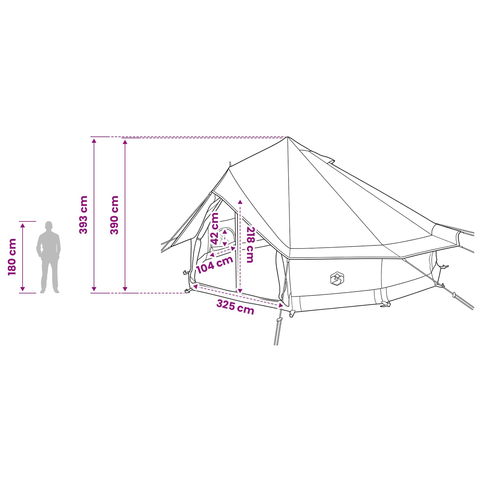 Tipi Zelt 18 Personen Grau und Orange Polyester und Stahl