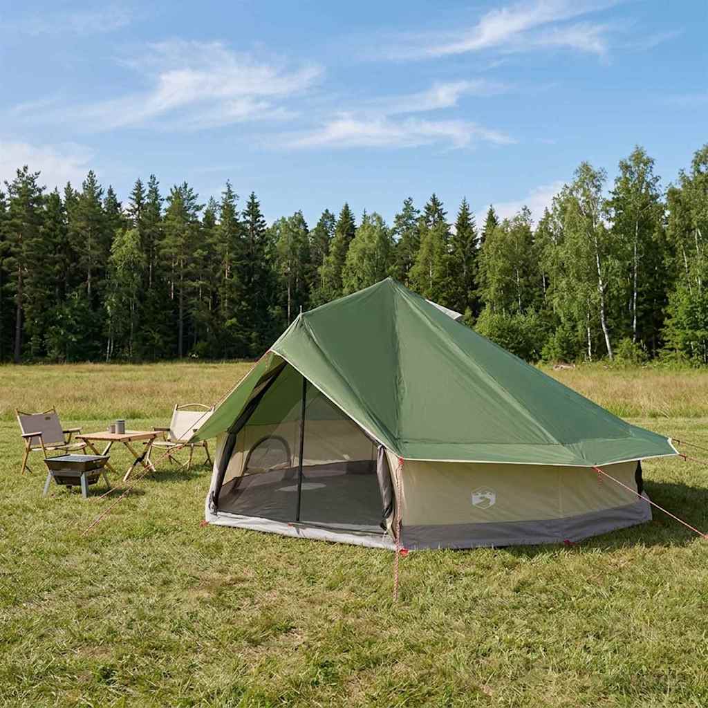 Tipi Zelt 20 Personen Grün Polyester und Stahl