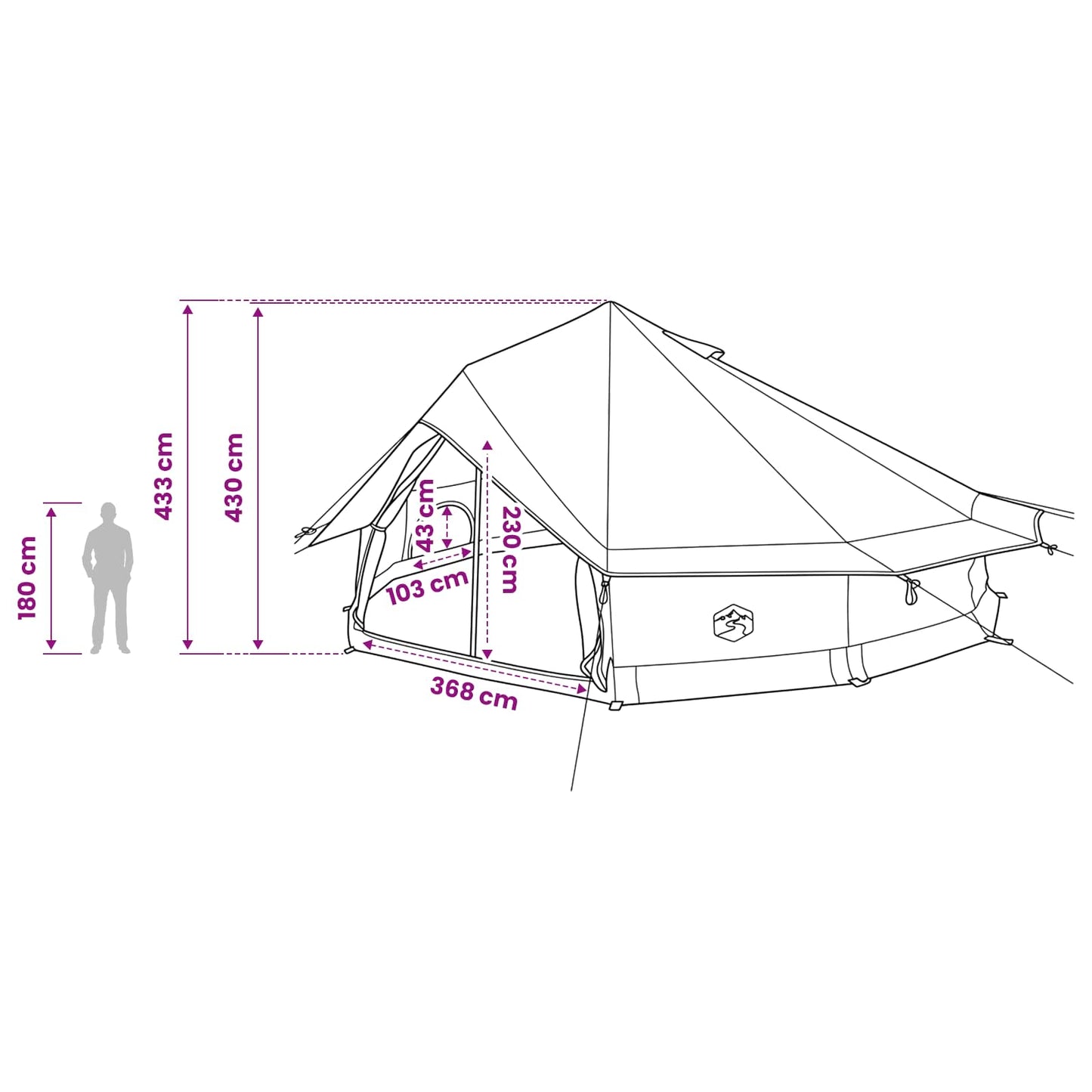Tipi Zelt 20 Personen Grün Polyester und Stahl