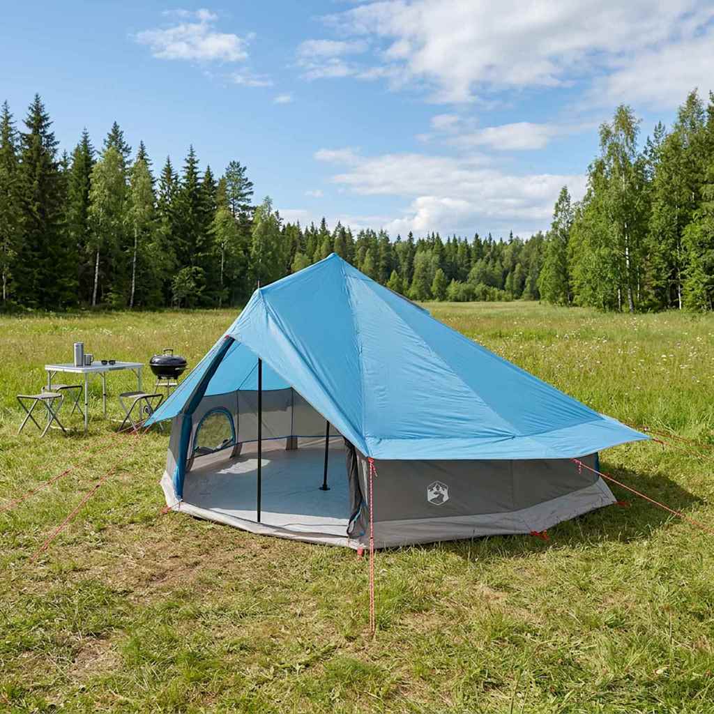 Tipi Zelt 20 Personen Blau Polyester und Stahl