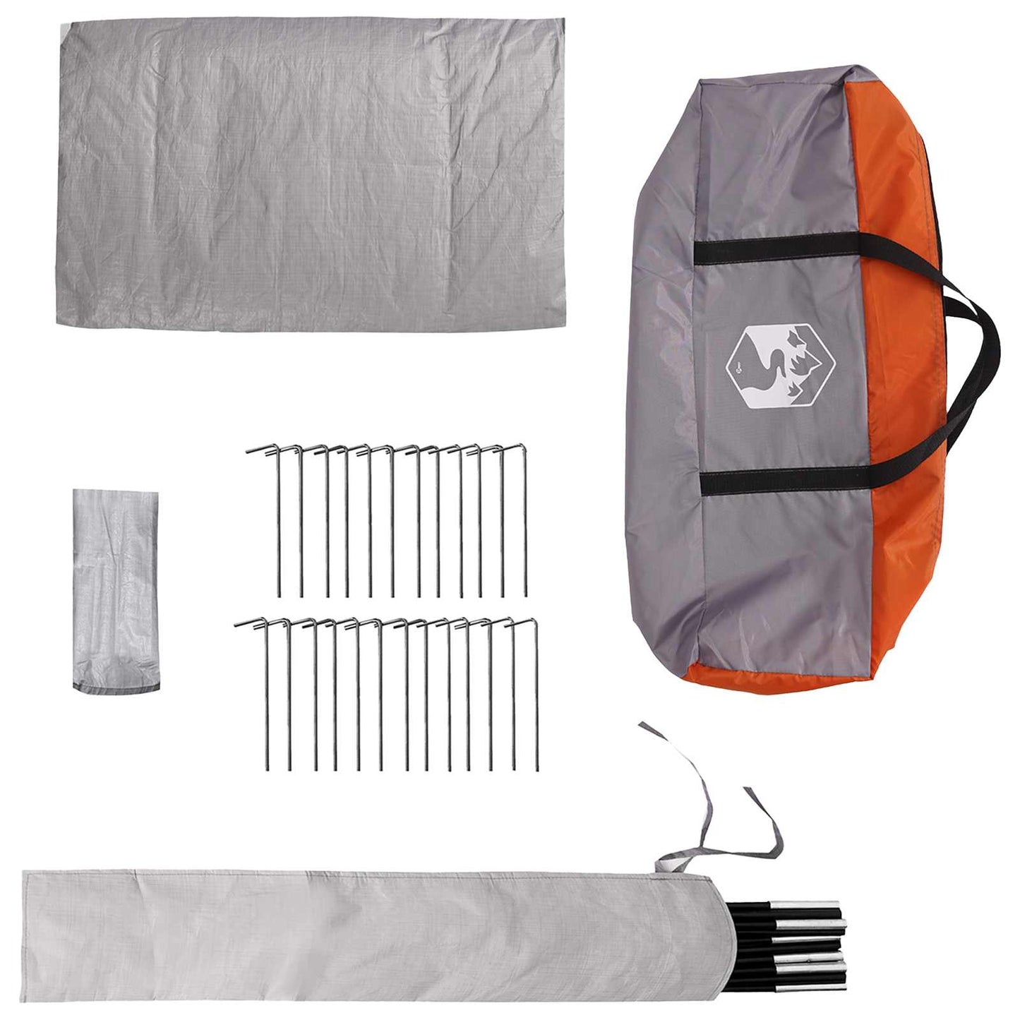 Tipi Zelt 20 Personen Grau und Orange Polyester und Stahl