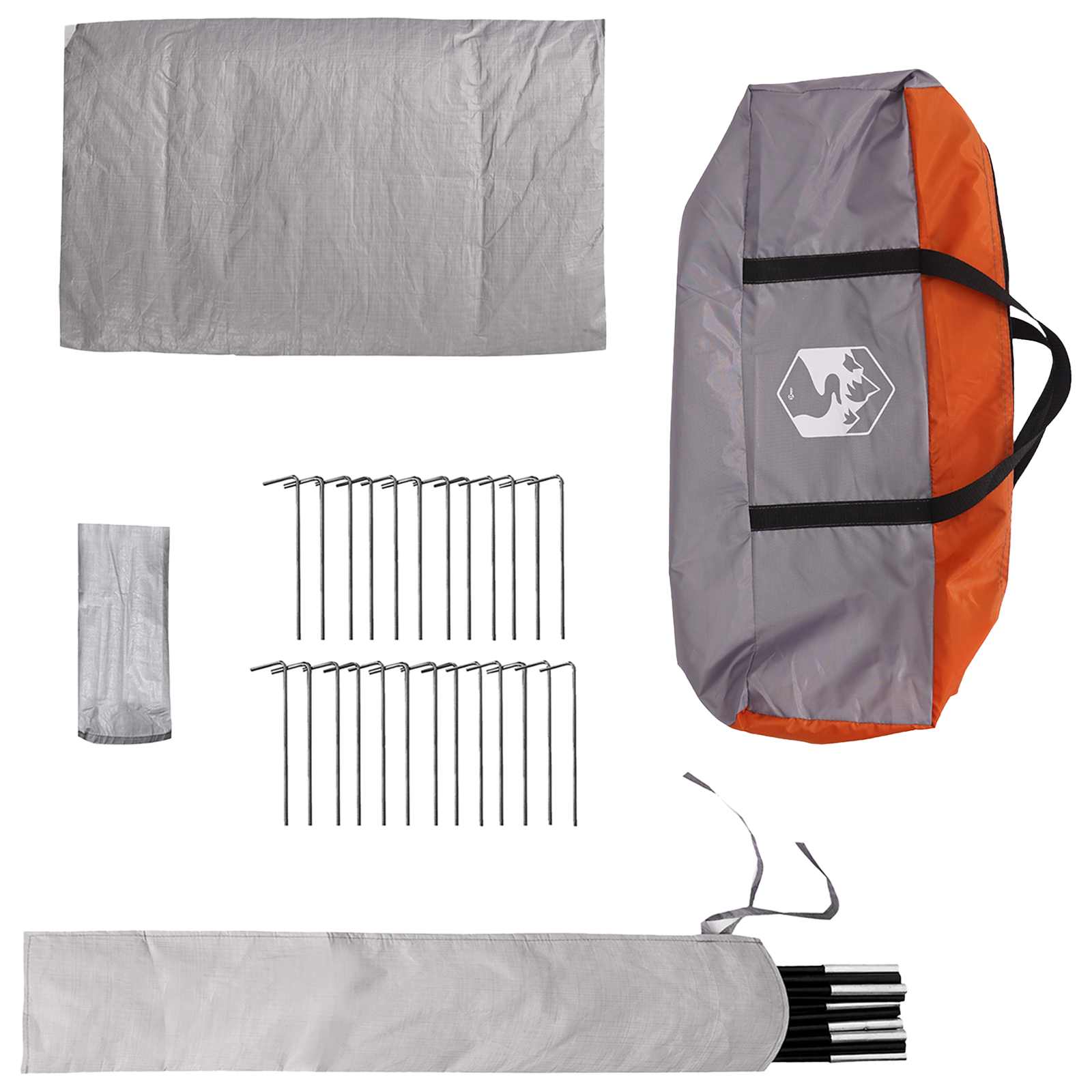 Tipi Zelt 20 Personen Grau und Orange Polyester und Stahl