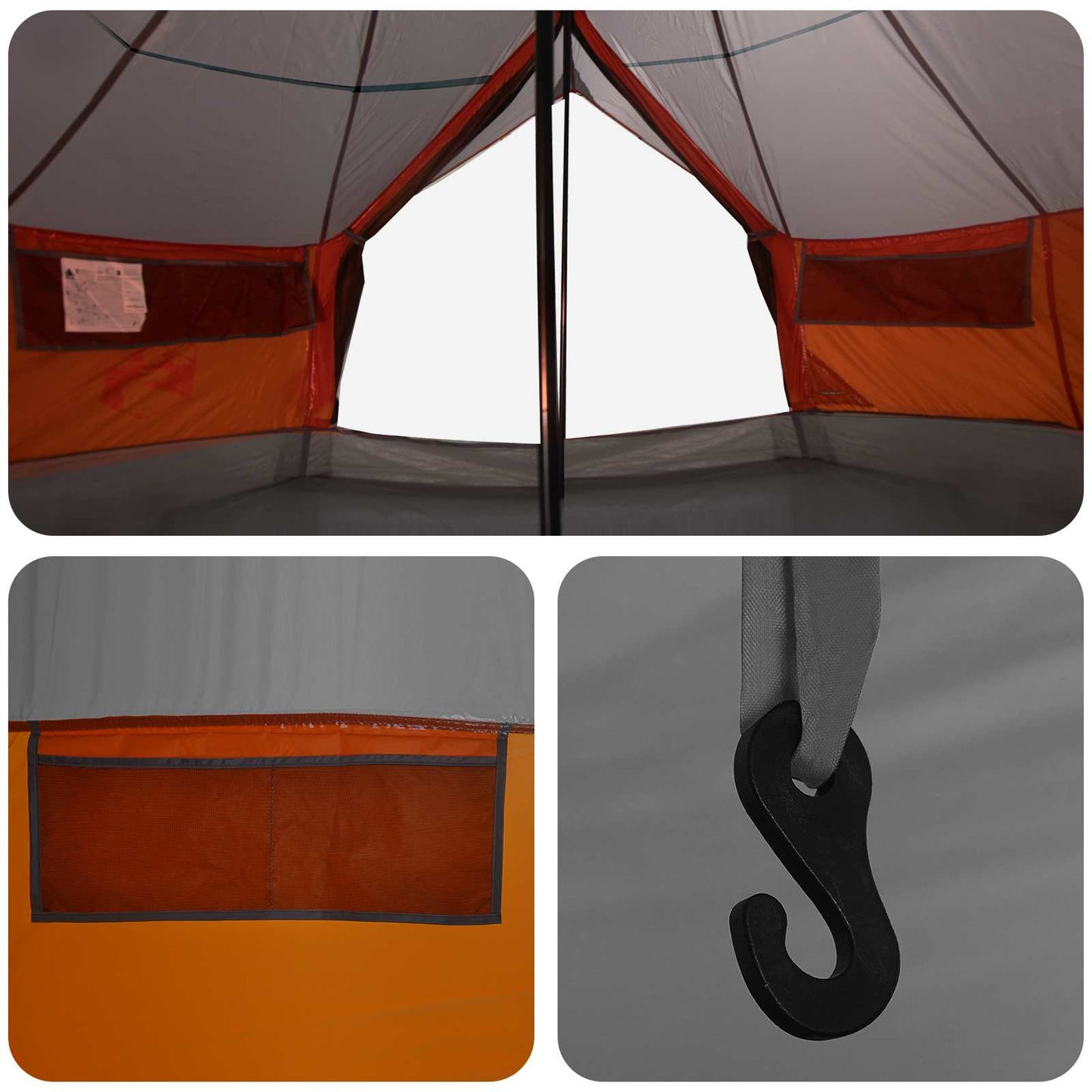 Tipi Zelt 20 Personen Grau und Orange Polyester und Stahl