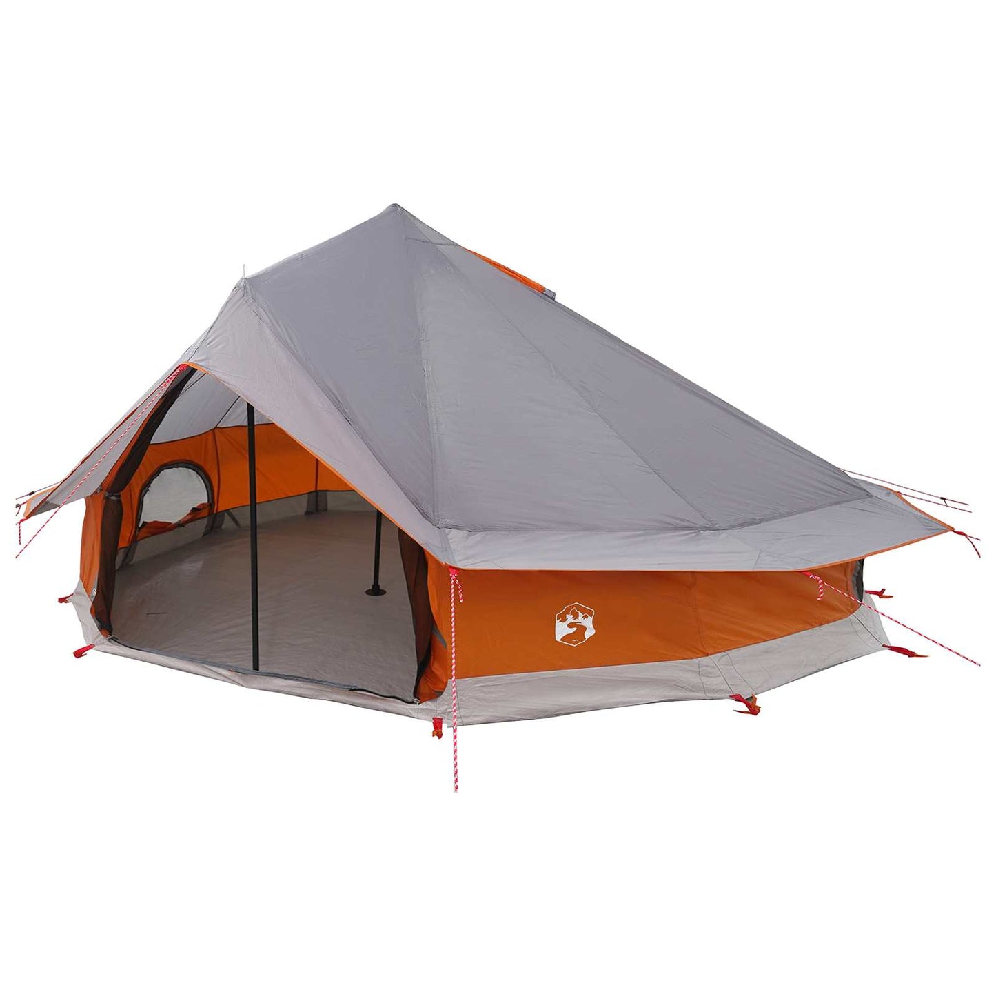 Tipi Zelt 20 Personen Grau und Orange Polyester und Stahl