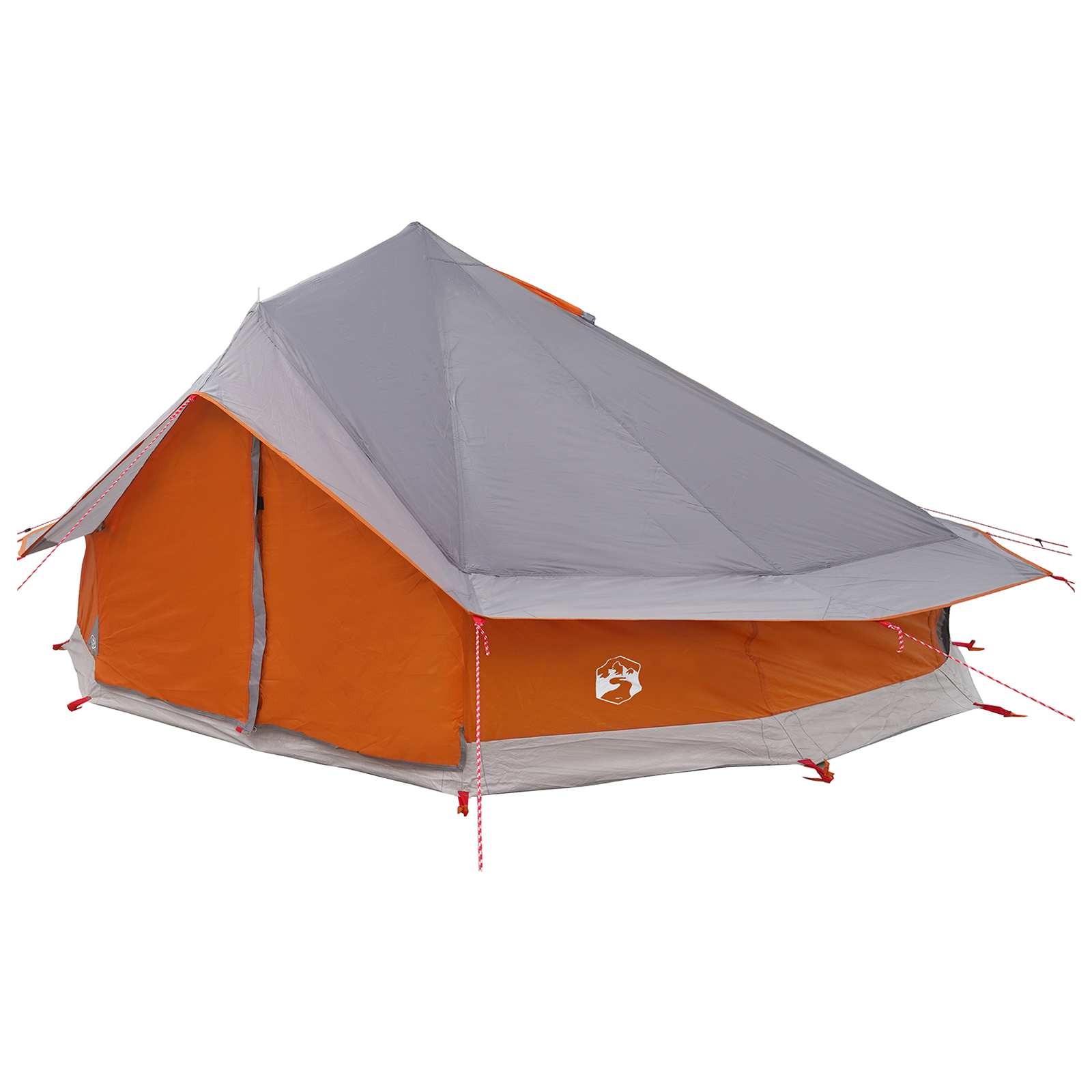 Tipi Zelt 20 Personen Grau und Orange Polyester und Stahl
