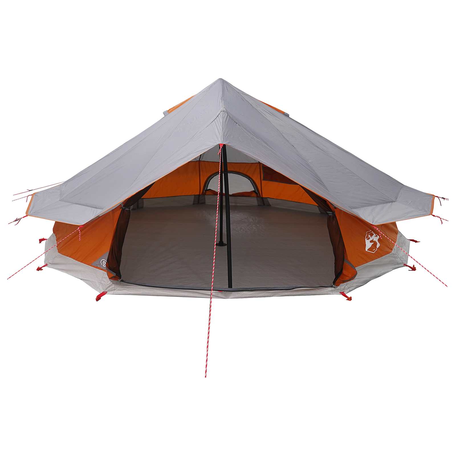 Tipi Zelt 20 Personen Grau und Orange Polyester und Stahl