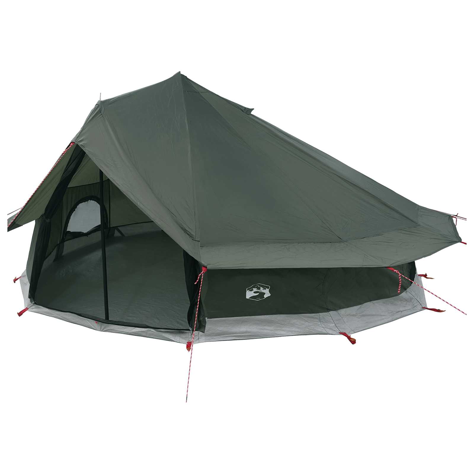 Tipi Zelt 20 Personen Olivegrün Polyester und Stahl
