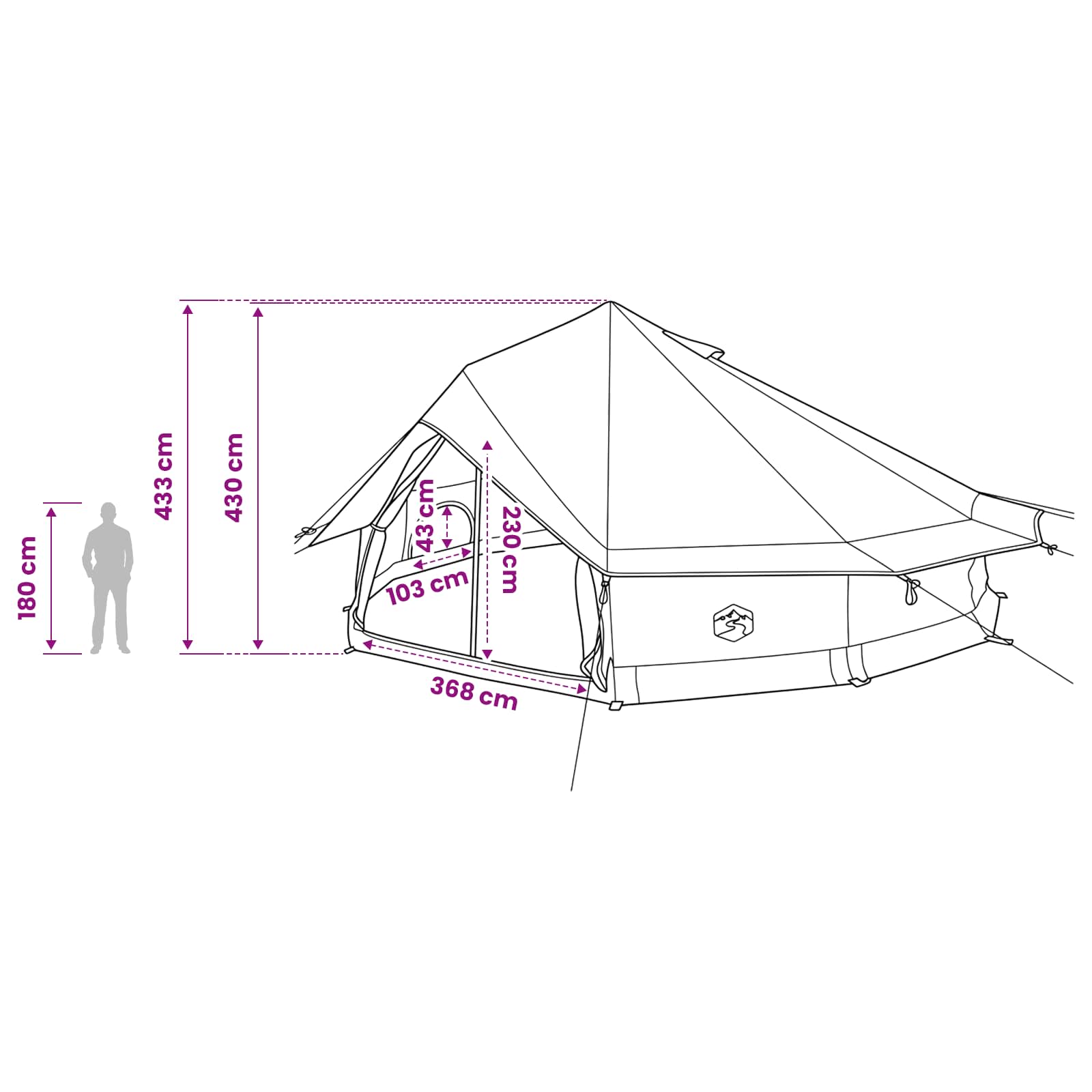 Tipi Zelt 20 Personen Olivegrün Polyester und Stahl