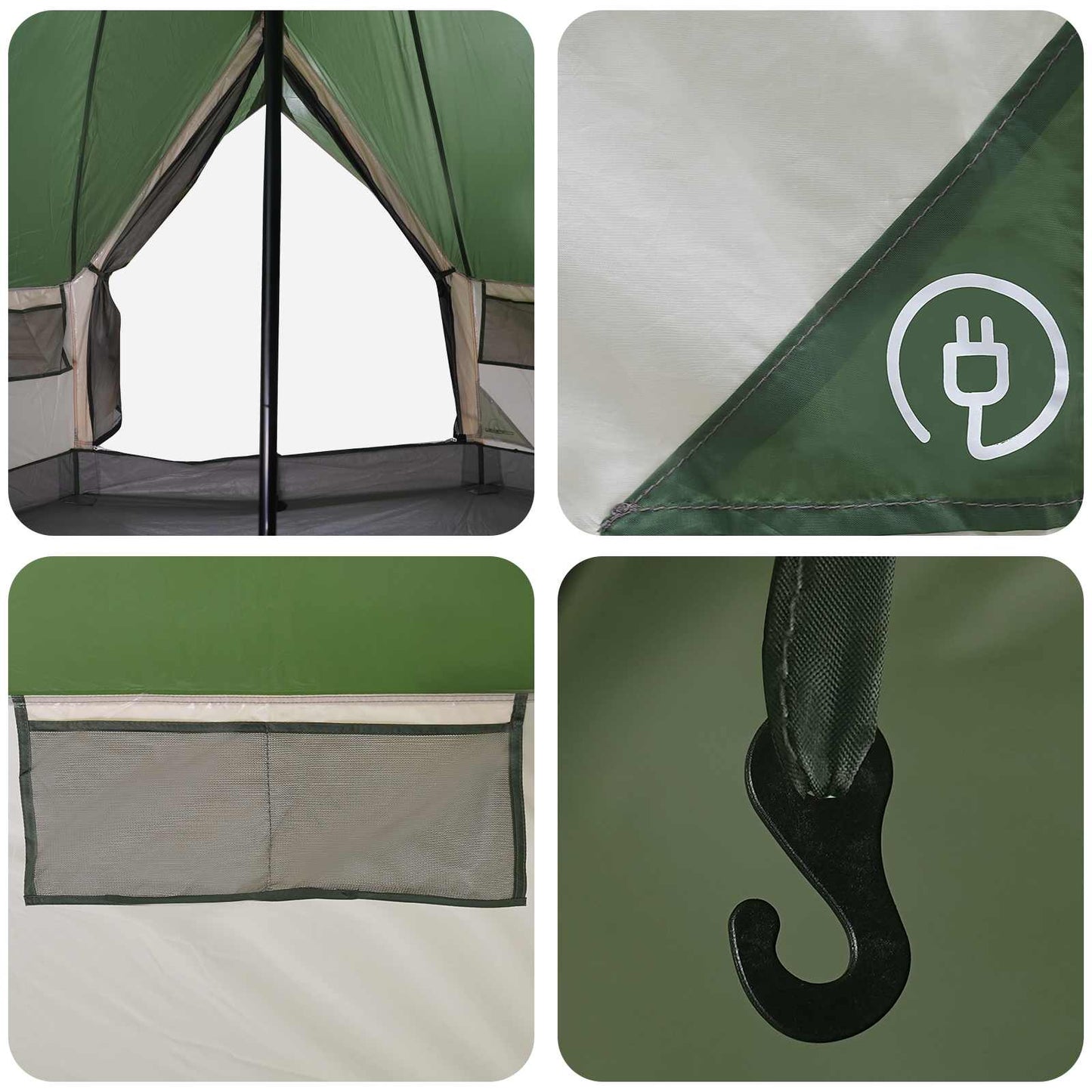 Tipi Zelt 4 Personen Grün Polyester und Stahl