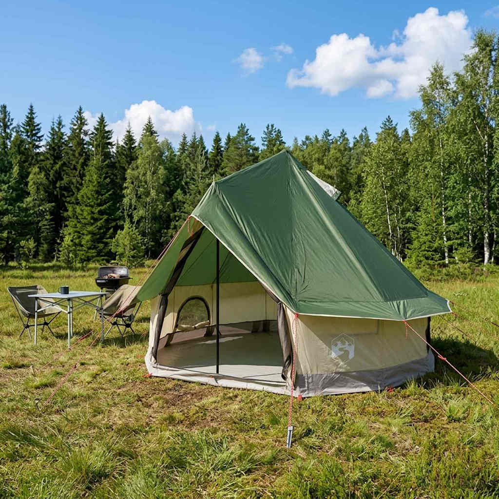 Tipi Zelt 4 Personen Grün Polyester und Stahl