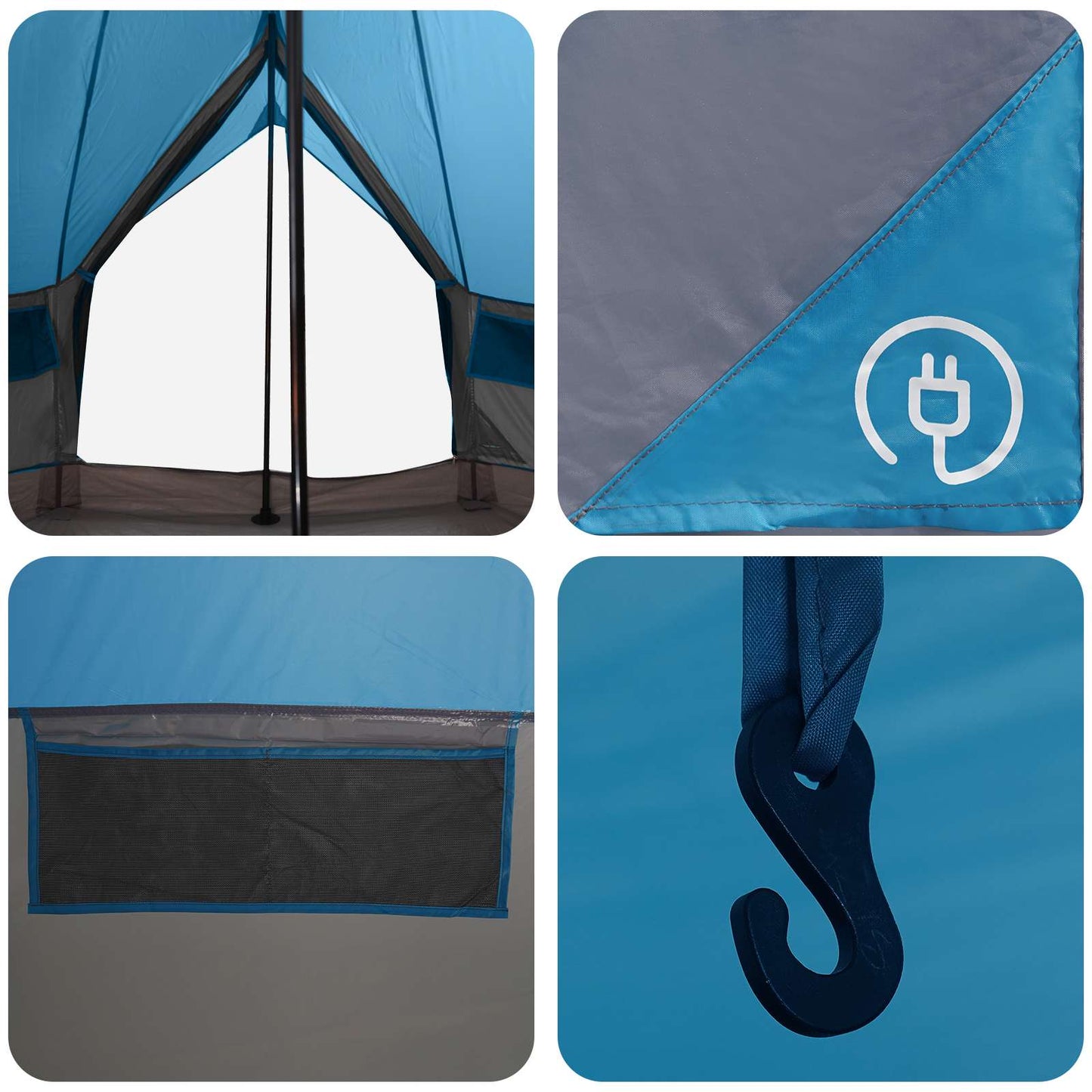 Tipi Zelt 4 Personen Blau Polyester und Stahl