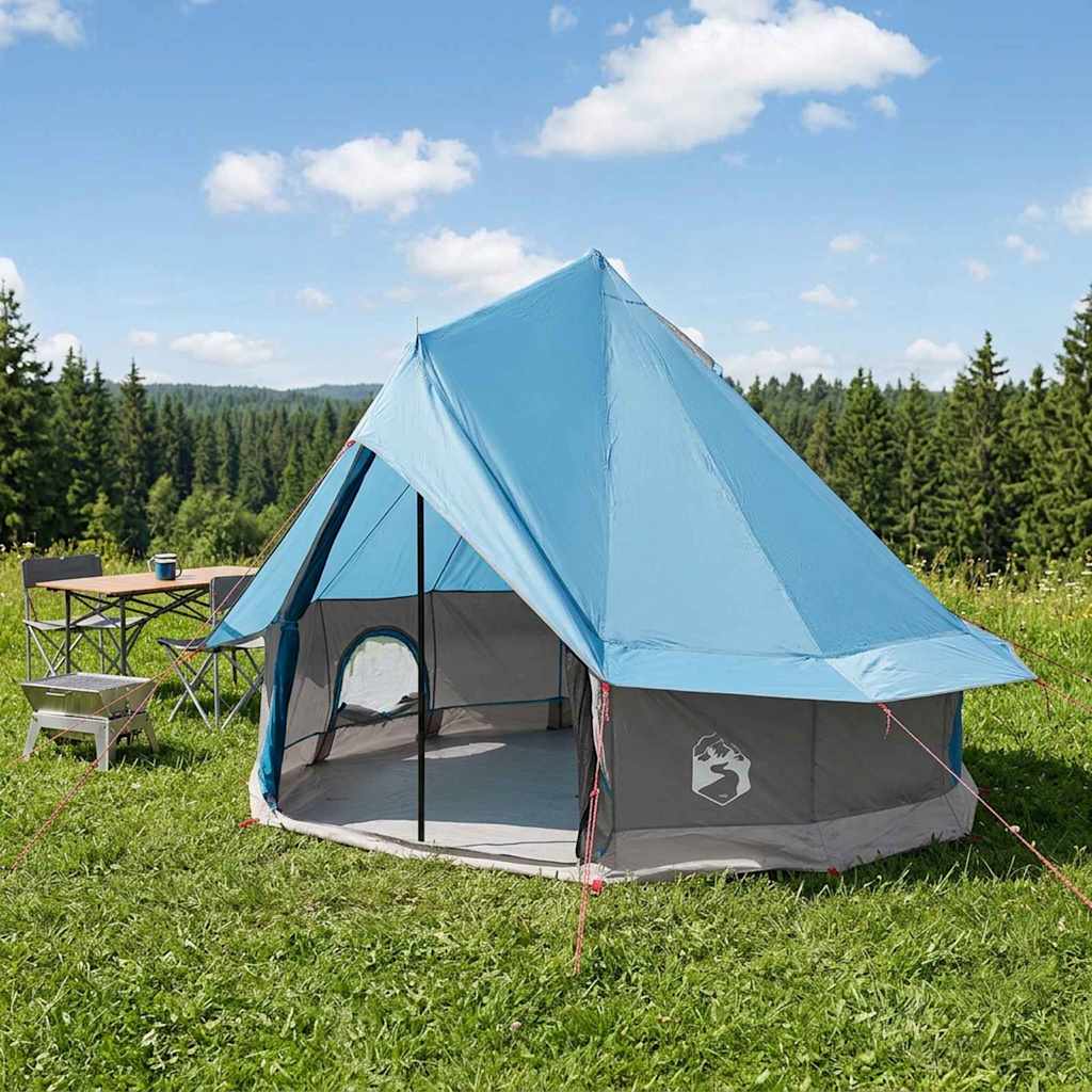 Tipi Zelt 4 Personen Blau Polyester und Stahl