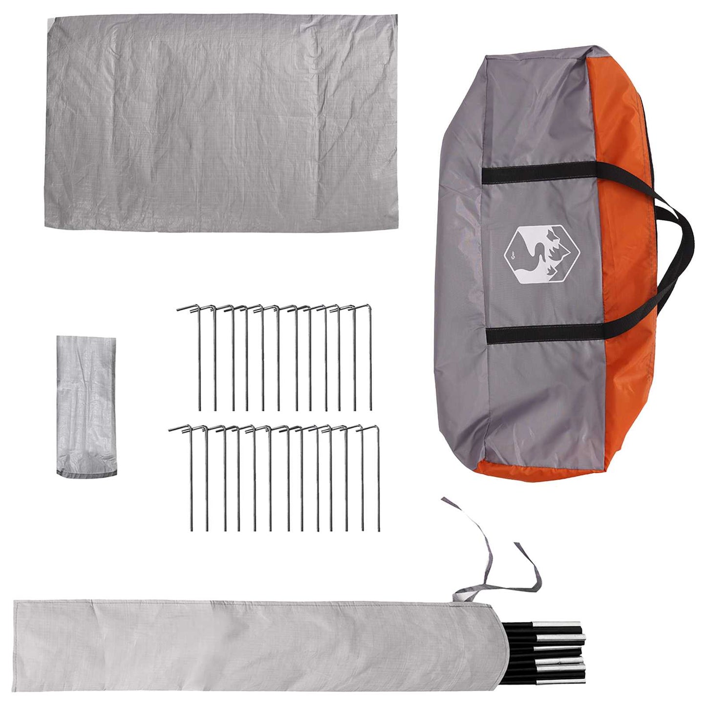 Tipi Zelt 4 Personen Grau und Orange Polyester und Stahl