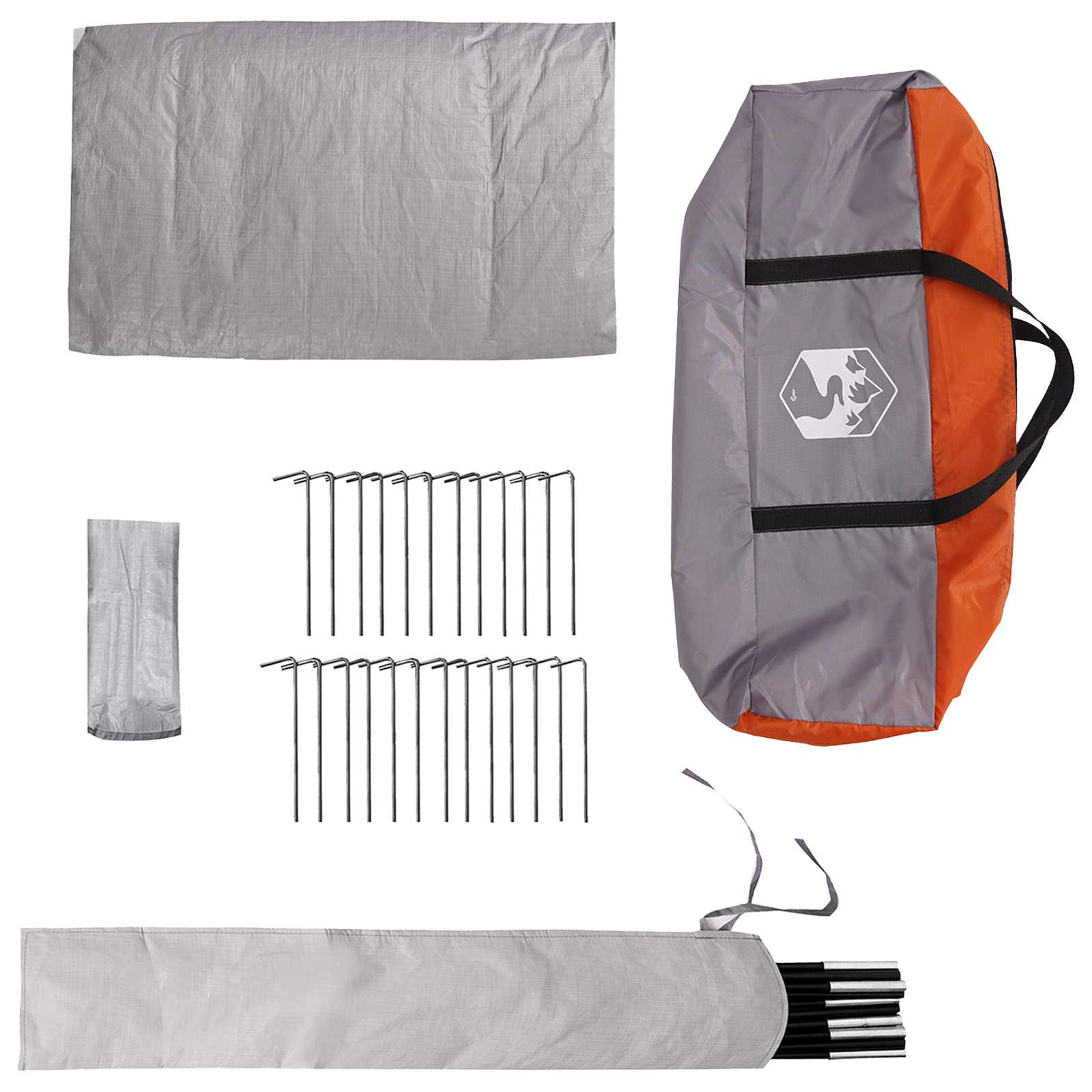 Tipi Zelt 4 Personen Grau und Orange Polyester und Stahl
