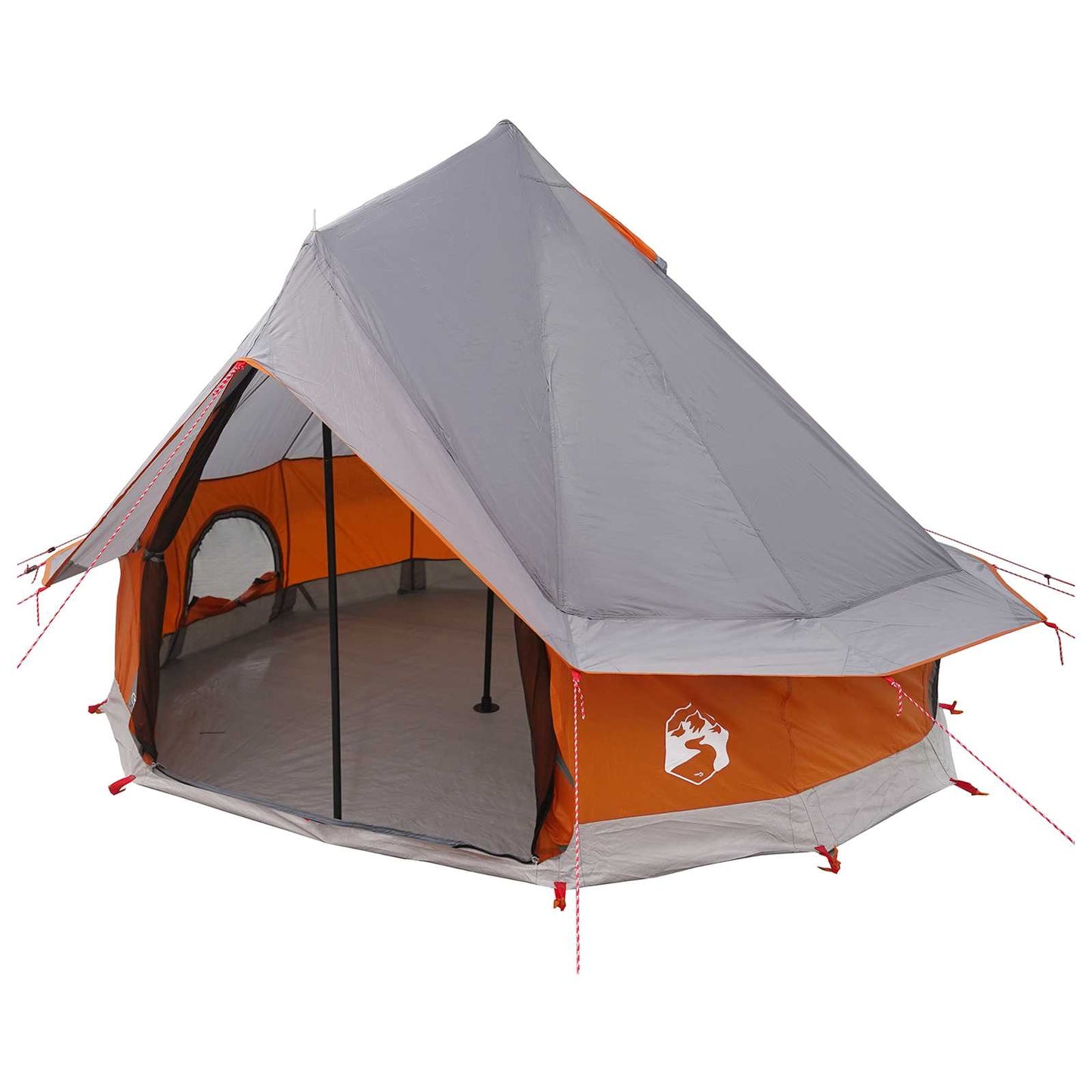 Tipi Zelt 4 Personen Grau und Orange Polyester und Stahl