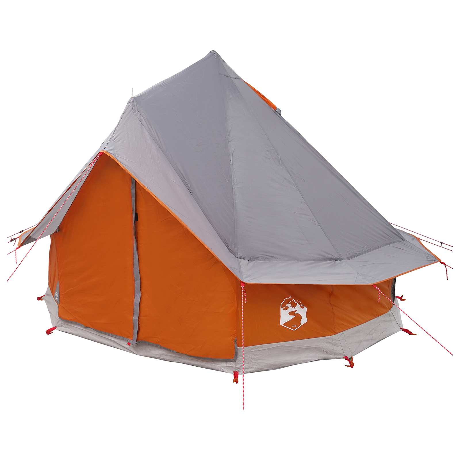 Tipi Zelt 4 Personen Grau und Orange Polyester und Stahl