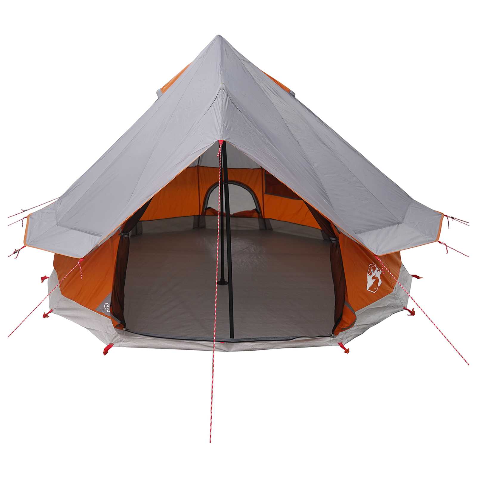 Tipi Zelt 4 Personen Grau und Orange Polyester und Stahl