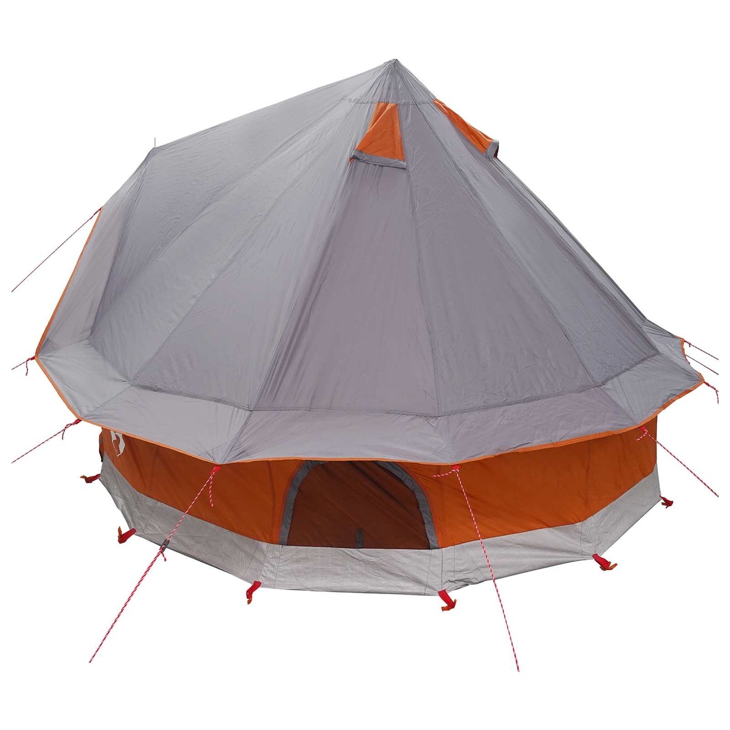 Tipi Zelt 4 Personen Grau und Orange Polyester und Stahl