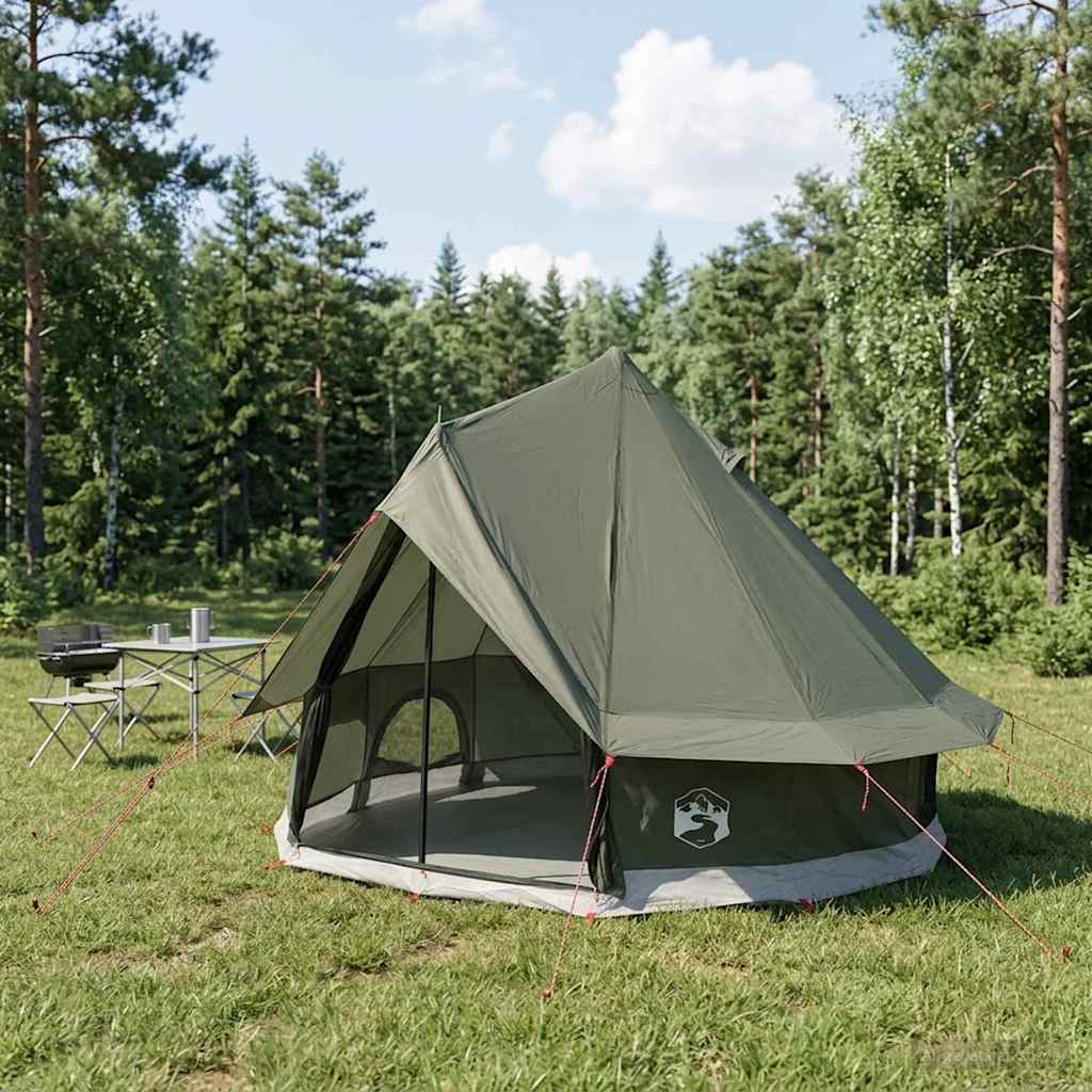 Tipi Zelt 4 Personen Olivegrün Polyester und Stahl