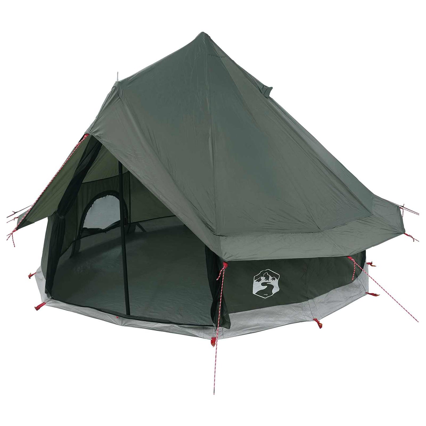 Tipi Zelt 4 Personen Olivegrün Polyester und Stahl