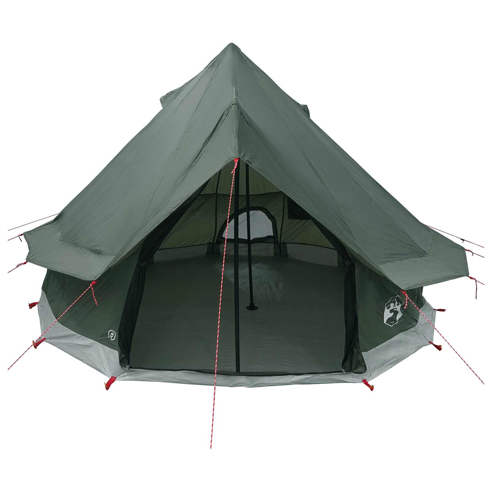 Tipi Zelt 4 Personen Olivegrün Polyester und Stahl