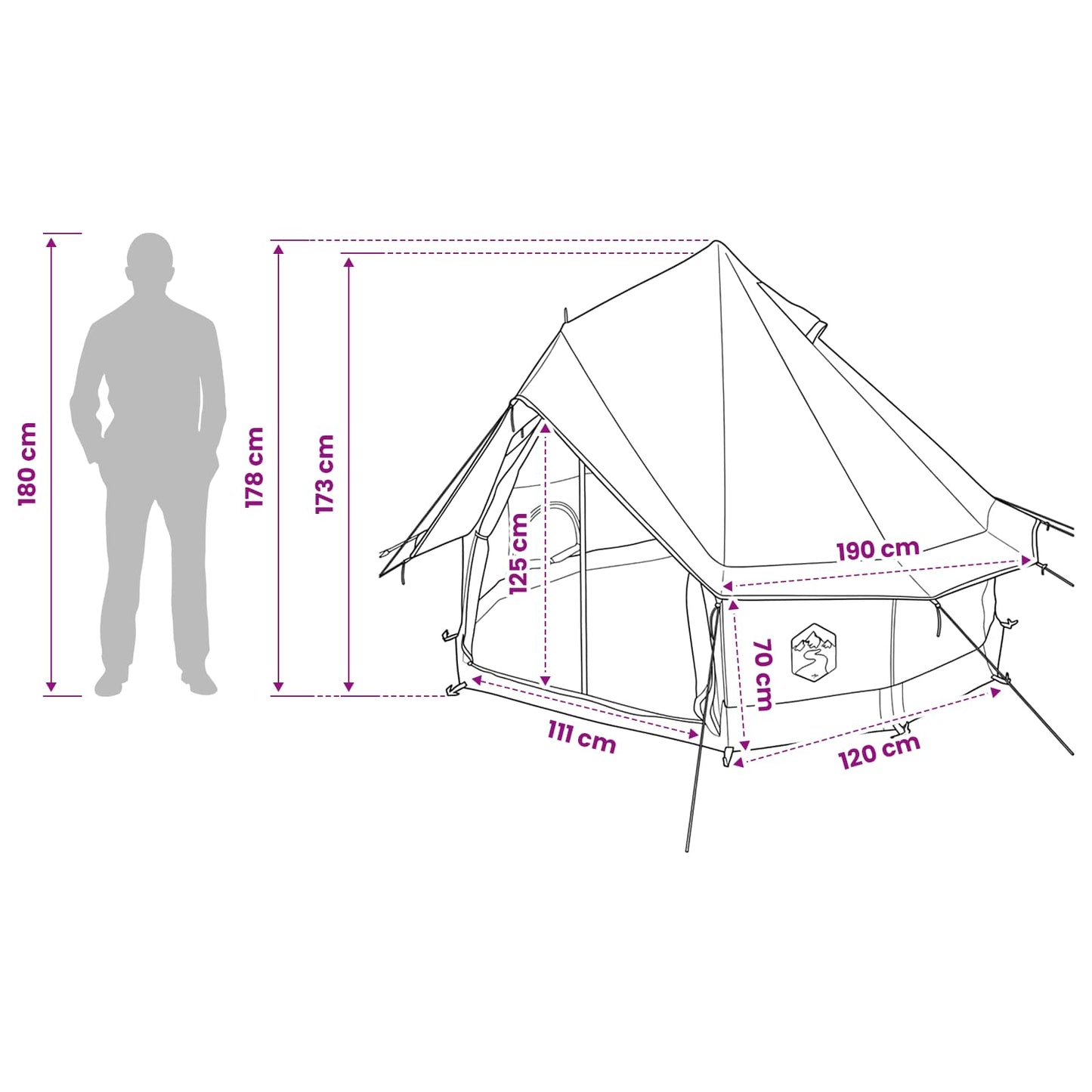 Tipi Zelt 4 Personen Olivegrün Polyester und Stahl