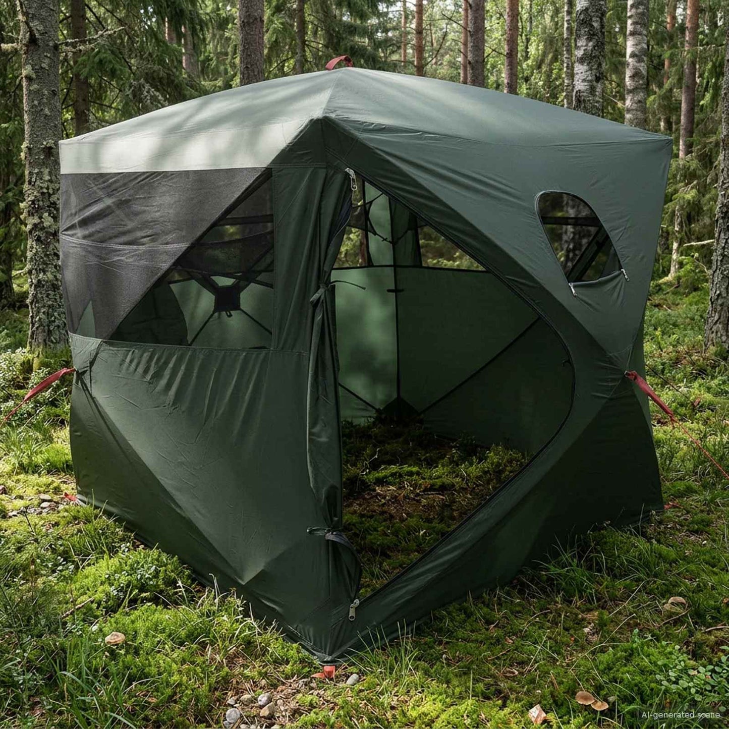Huntingzelt Olivegrün 143 x 143 x 165 cm Polyester und Stahl