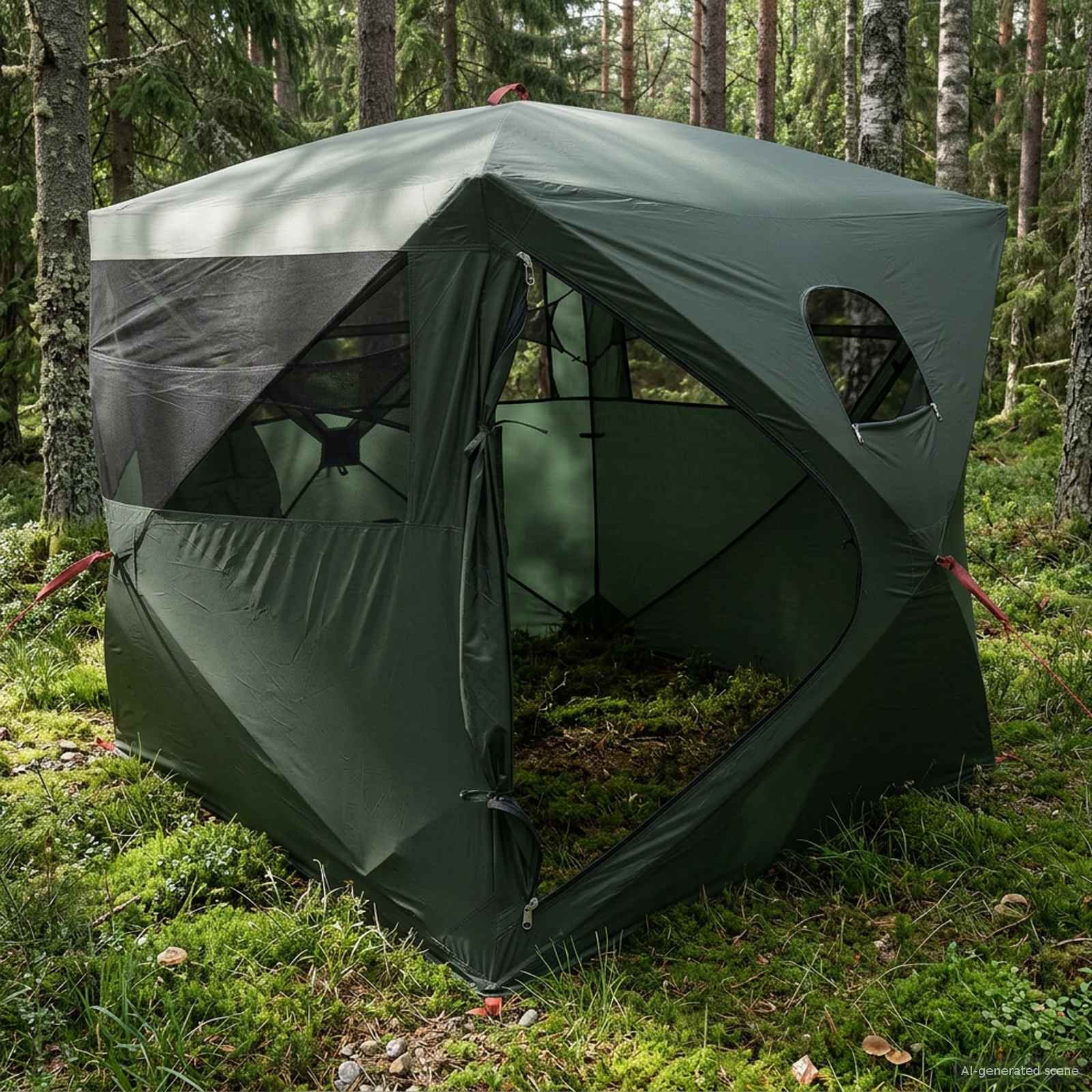 Huntingzelt Olivegrün 143 x 143 x 165 cm Polyester und Stahl