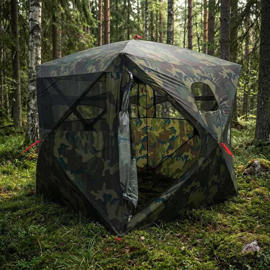 Huntingzelt Tarnung 143 x 143 x 165 cm Polyester und Stahl