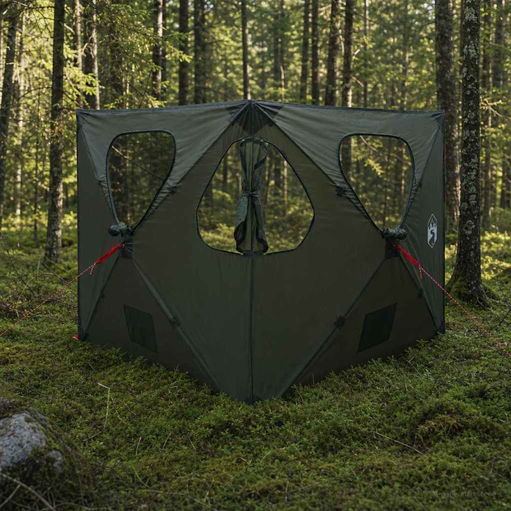 Huntingzelt 145 x 145 x 150 cm Olivegrün Polyester und Stahl