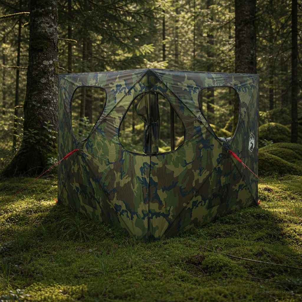 Huntingzelt 145 x 145 x 150 cm Tarnung Polyester und Stahl