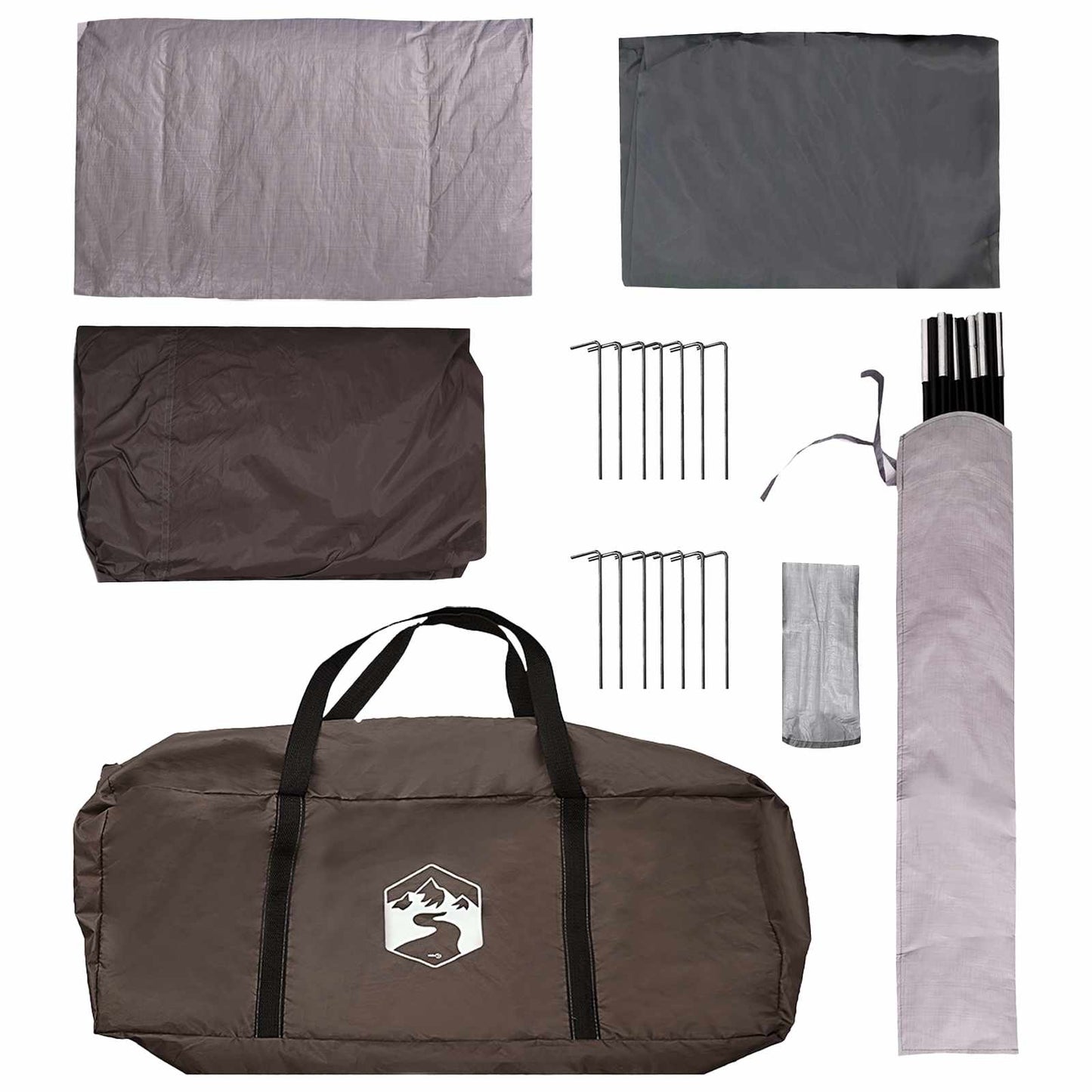 Familienzelt 6 Personen Braun Grau Polyester